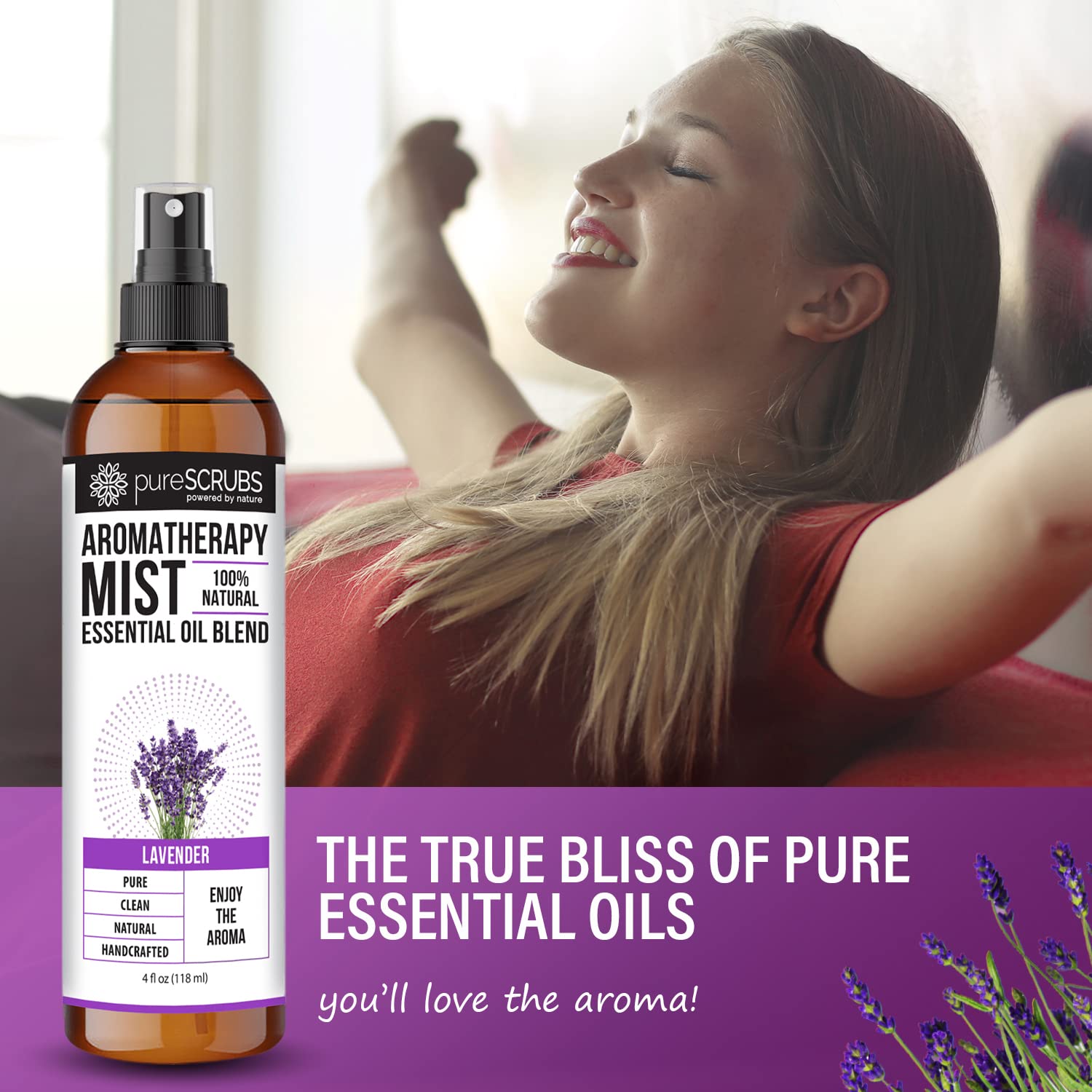 Shake, Mist & Enjoy - pureSCRUBS Premium Lavender Aromatherapy Spray Mist for Room, Body, Linens pureSCRUBS uk supplements