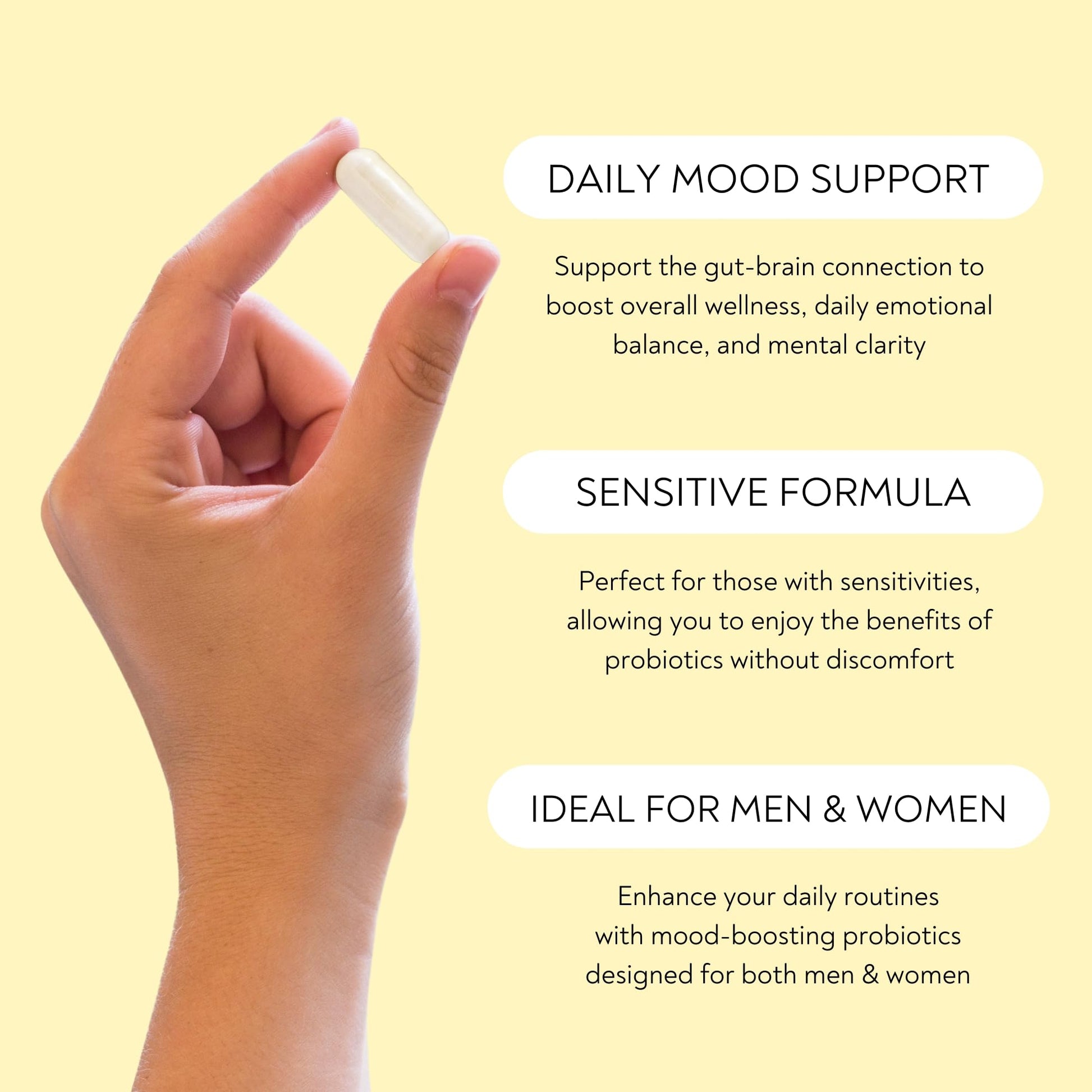 Probiotics - Mood Super Strains Probiotic - Naturally Supports Digestion & Mood - Histamine-Free Probiotics w/ L Rhamnosus GG, Shelf Stable Probiotic Supplement, 60 Day Supply, Non-GMO, VEGAN Lifted Naturals uk supplements