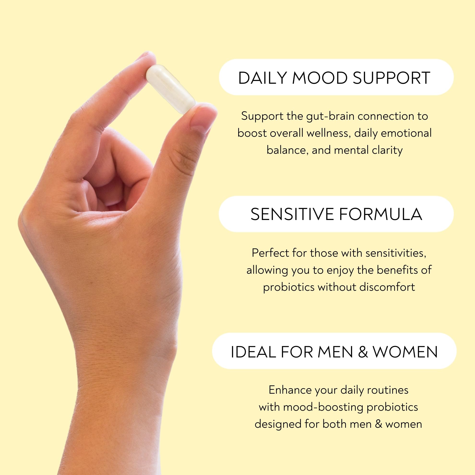 Probiotics - Mood Super Strains Probiotic - Naturally Supports Digestion & Mood - Histamine-Free Probiotics w/ L Rhamnosus GG, Shelf Stable Probiotic Supplement, 60 Day Supply, Non-GMO, VEGAN Lifted Naturals uk supplements