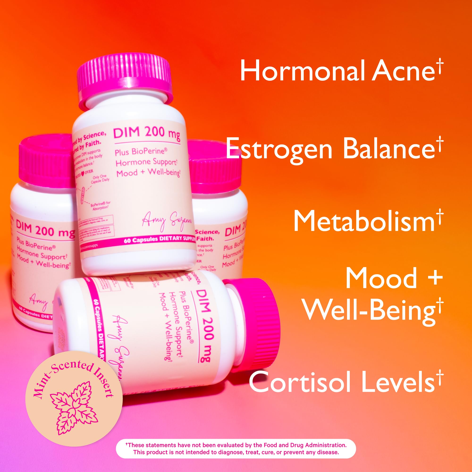 Amy Suzanne 200 DIM Supplement for Women - Estrogen Metabolism and Hormone Harmony for Menopause, Perimenopause & PMS Support - DIM Plus Bioperine for Mood Support - 60 Day Supply, Vegan Amy Suzanne uk supplements