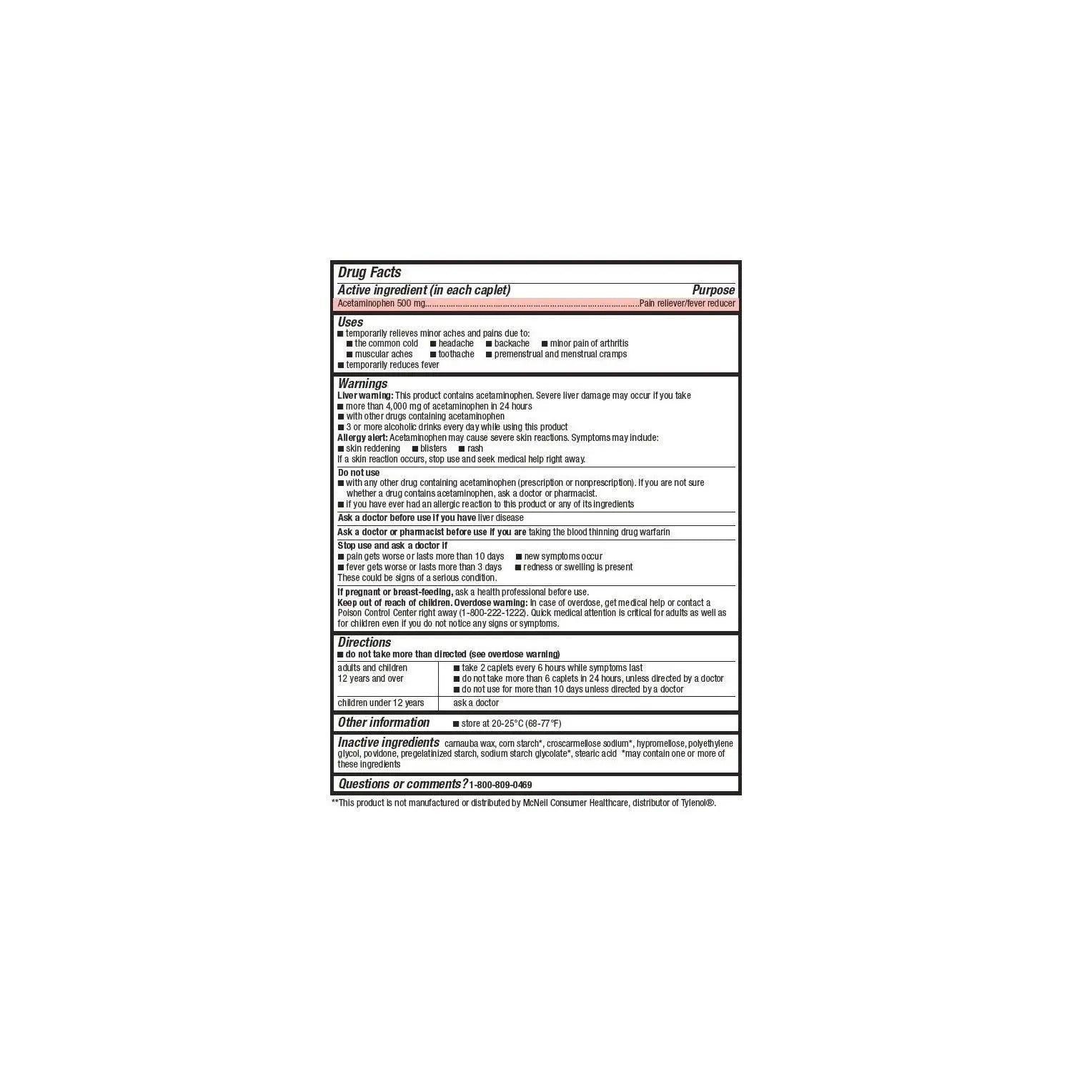 Members Mark Acetaminophen, 1200 Caplets, Pain Reliever, 500 mg MEMBER´S MARK uk supplements