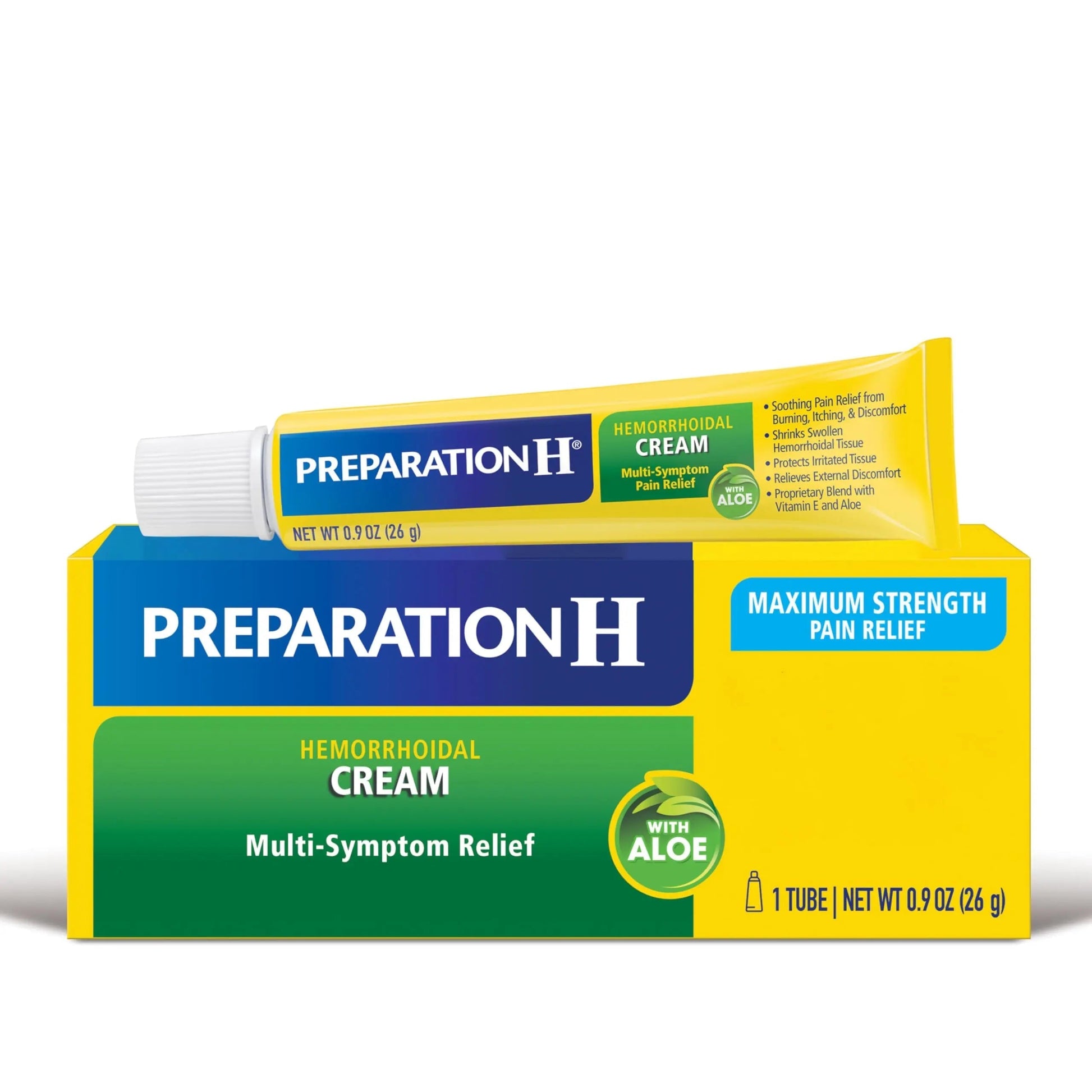 Preparation H Hemorrhoid Symptom Treatment Cream (0.9 Ounce Tube), Maximum Strength Multi-Symptom Pain Relief with Aloe Preparation H uk supplements