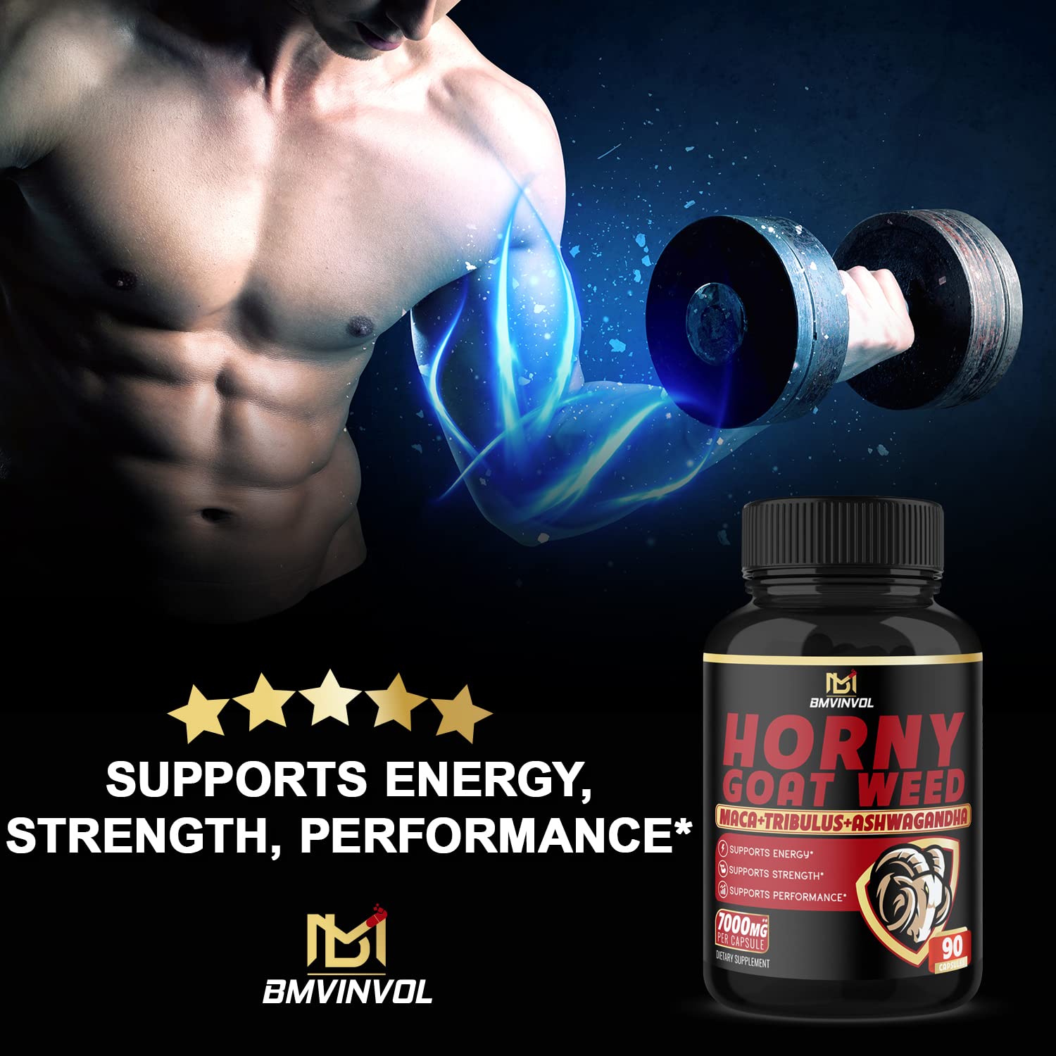 BMVINVOL Horny Goat Weed Capsules - 7000mg Herbal Equivalent BMVINVOL uk supplements