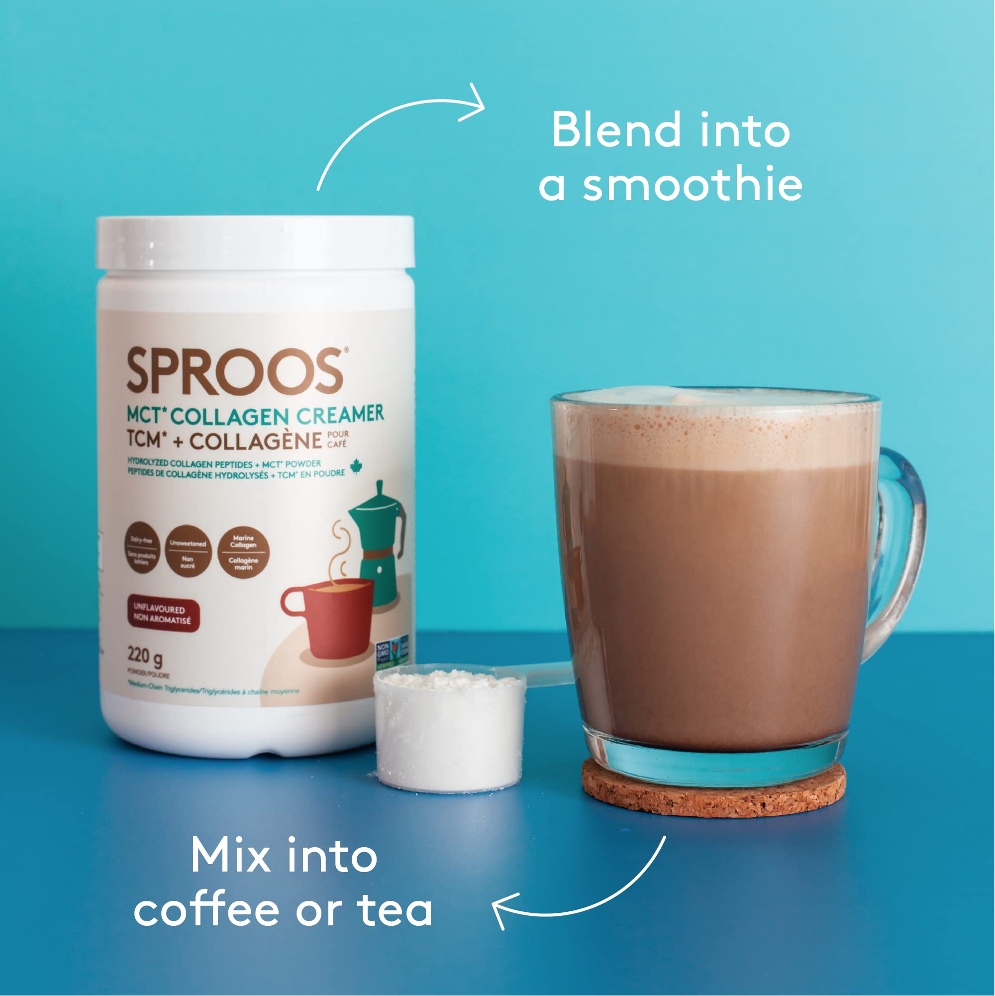 SPROOS - MCT Collagen Creamer - Beverage Powder - Hydrolised Collagen Peptides & MCT Powder - Healthy Fats SPROOS uk supplements