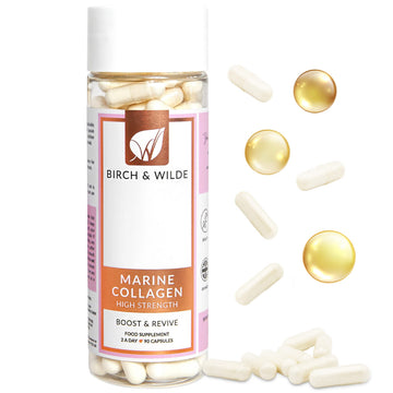 Marine Collagen Peptides Capsules - Hydrolyzed Collagen Supplements for Women & Men BIRCH & WILDE uk supplements