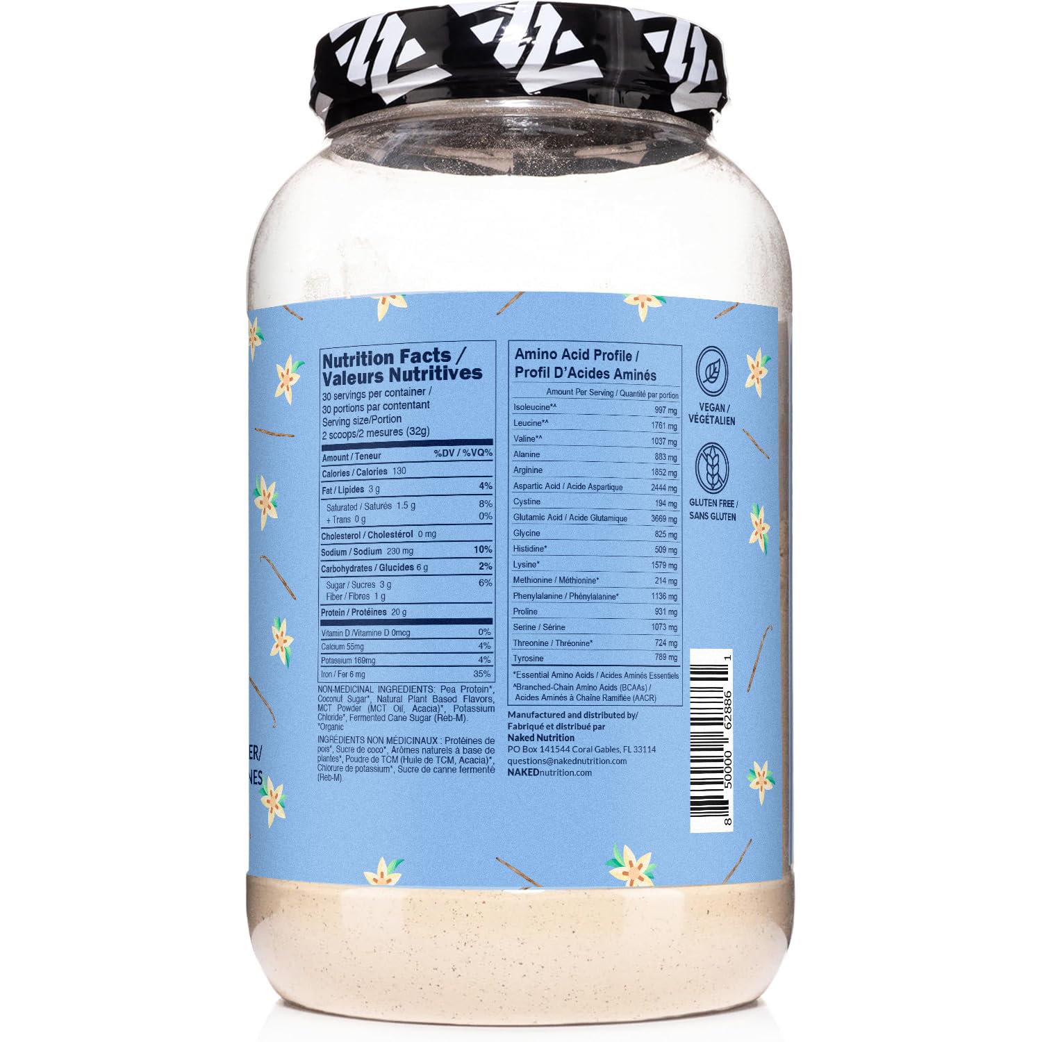 NAKED Shake - Vanilla Protein Powder - Plant Based Protein Shake with Mct Oil, NSF Certified, Gluten-Free, Soy-Free, No Gmos Or Artificial Sweeteners - 30 Servings NAKED uk supplements