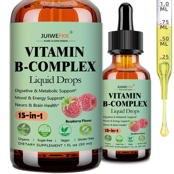 Vitamin B Complex Liquid Drops for Women Men & Kids, 15-in-1 VIT B Complex with Vitamin C B12 B6 B1 Niacin Folate Magnesium JUIWEFKK uk supplements