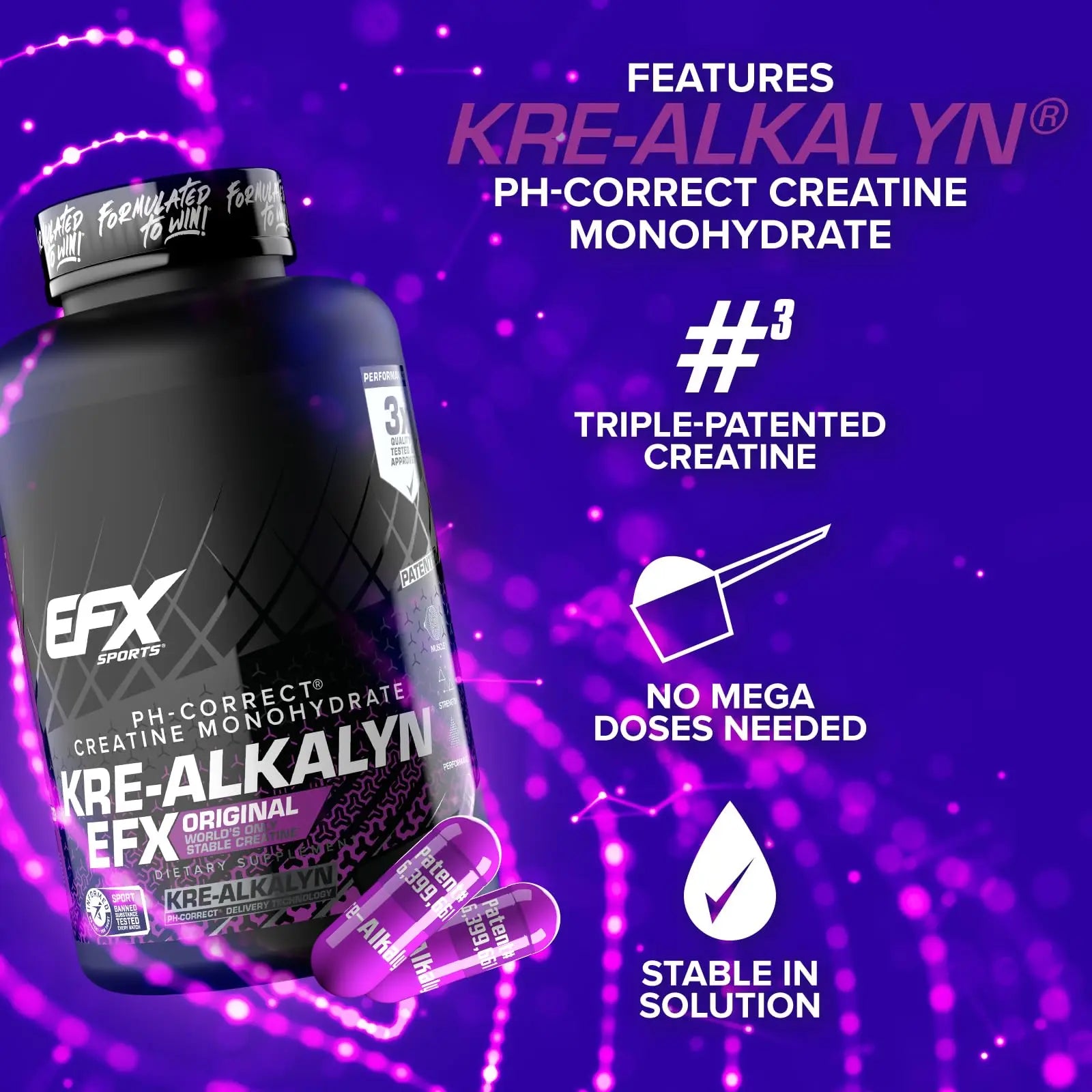EFX Sports Kre-Alkalyn EFX | pH Correct Creatine Monohydrate Pill Supplement | Strength, Muscle Growth & Performance | 120 Servings, 240 Capsules EFX Sports uk supplements