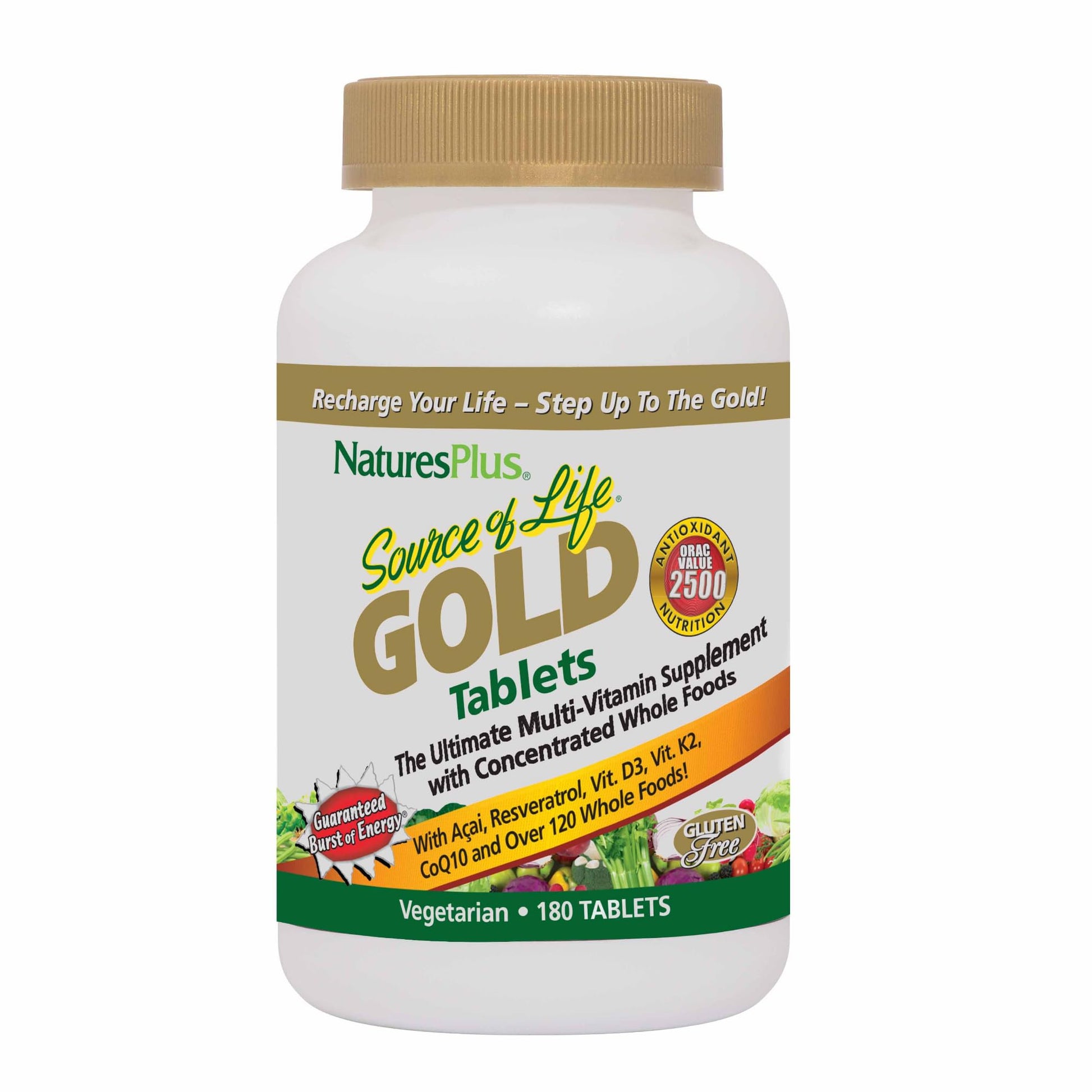 Natures Plus Source of Life Gold Multivitamin - 180 Tablets - Blood Support, Bone Support, Healthy Immune System NaturesPlus uk supplements