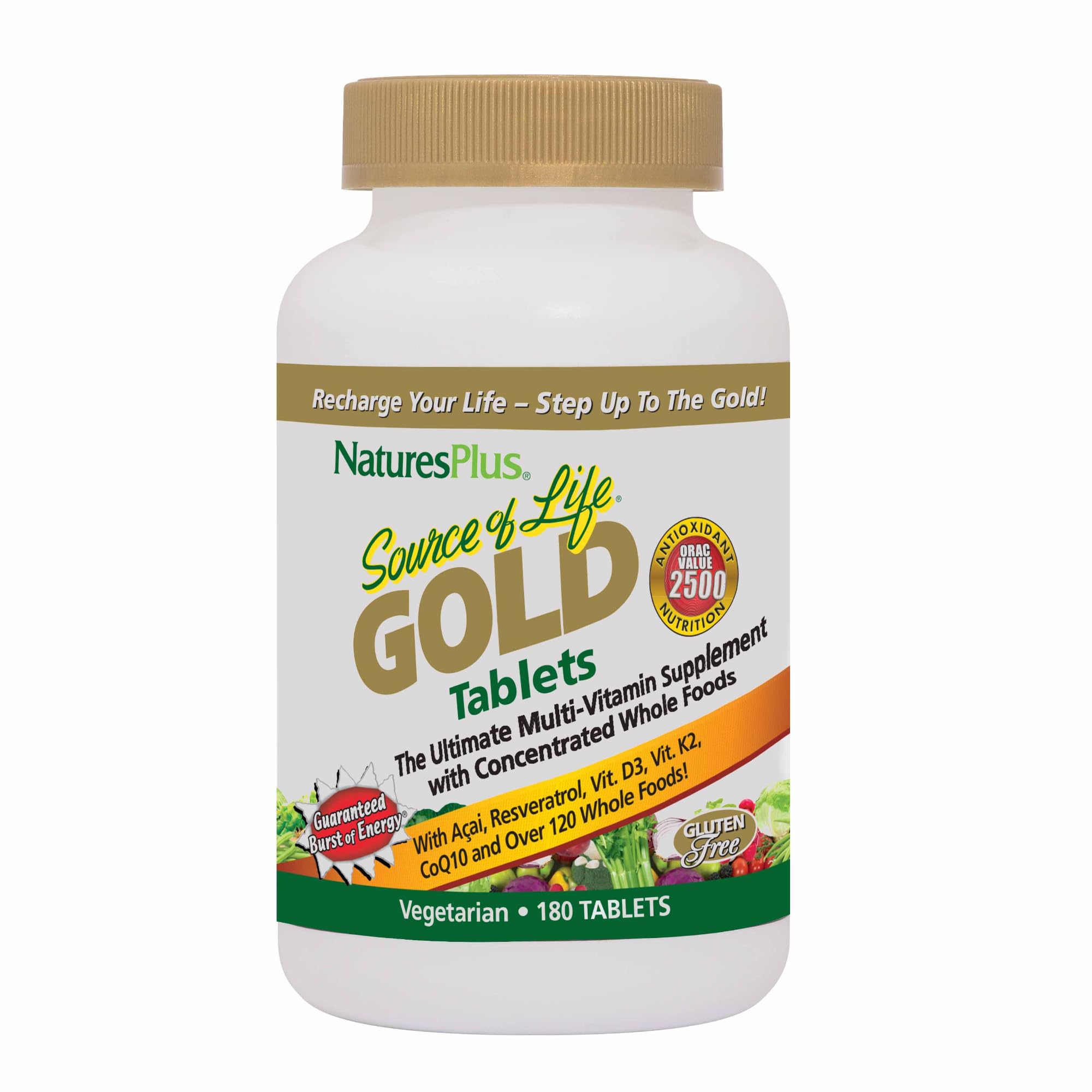Natures Plus Source of Life Gold Multivitamin - 180 Tablets - Blood Support, Bone Support, Healthy Immune System NaturesPlus uk supplements