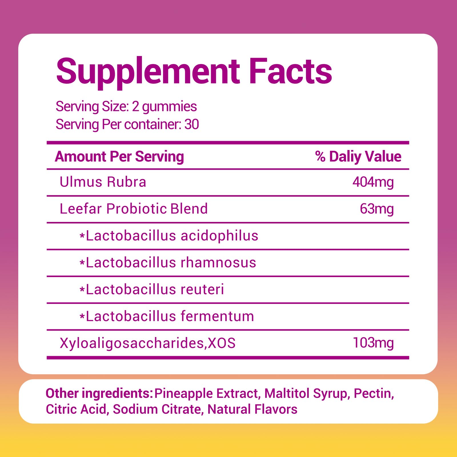 Her Juicy Women's Probiotic Gummies: Supports Women’s Wellness & pH Balance, Clean Vegan, Pineapple Flavor, Prebiotics & Lactobacillus Blend, with Slippery Elm, Gut Health & Immune Defense, 60 Gummies Heawdra uk supplements