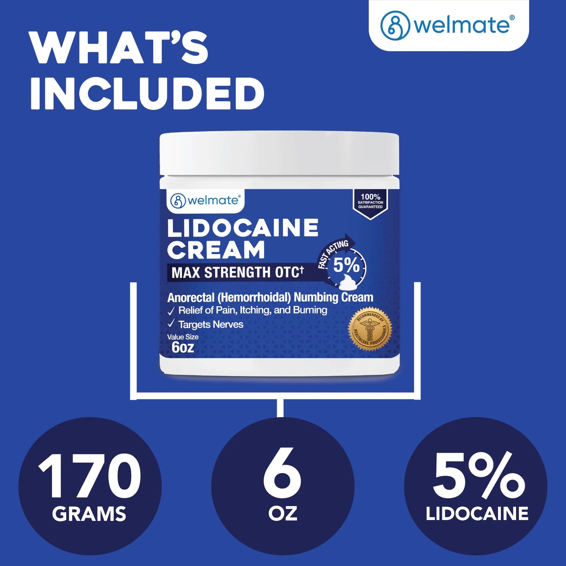 WELMATE 5% Lidocaine Cream for Hemorrhoids, 6 oz Jar – Fast-Acting Lidocaine Numbing Cream & Topical Analgesic Cream for Anorectal Itch Relief WELMATE uk supplements