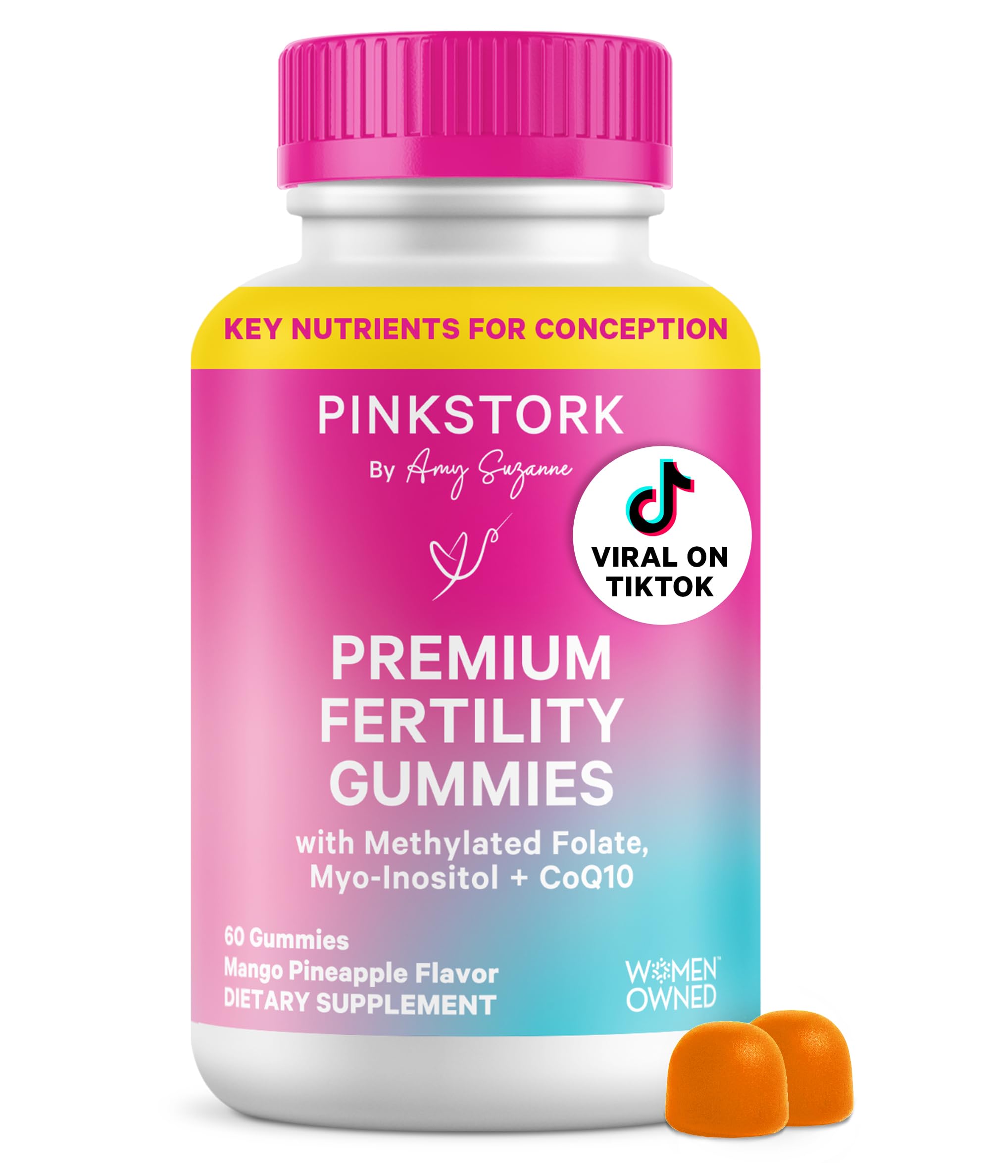 Pink Stork Premium Fertility Gummies | Fertility Supplements for Women with CoQ10, Myo-Inositol + Prenatal Vitamins | Conception Support | Hormone Balance for Women, Ovarian Care - 60 Gummies Pink Stork uk supplements