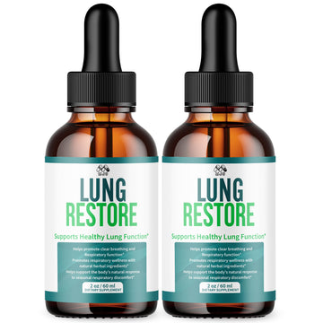 (2 Pack) Lung Restore Drops, Official LungRestore Liquid Supplement Drops with All Natural Ingredients, Lung Restore Advanced Lungs Wellness Support with Premium Vitamins for Women & Men (60 Servings) MJO uk supplements