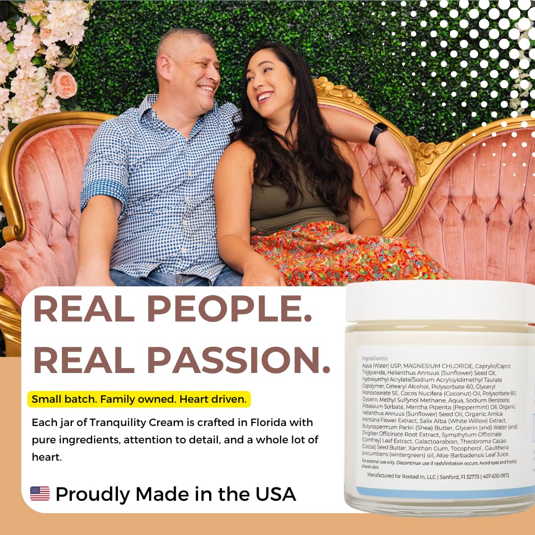 Rooted In Relief Magnesium Cream – 500mg Magnesium Chloride per Teaspoon – Enriched with Arnica, Comfrey & Botanical Blend – Targeted Muscle Support & Topical Relaxation – 4 oz Glass Jar Rooted In uk supplements