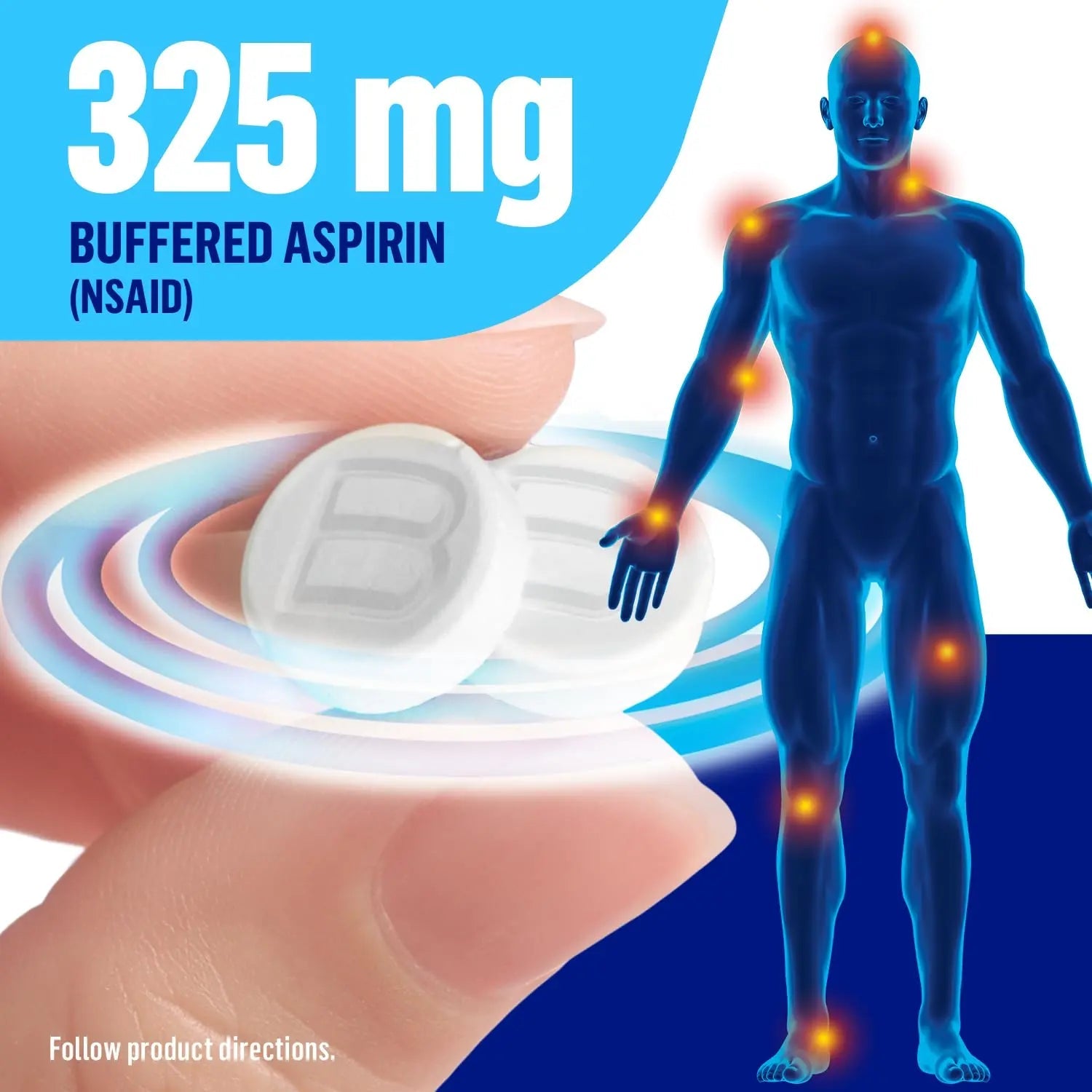 Bufferin Aspirin 325mg, Pain Reliever & Fever Reducer, with 3 Buffering Agents Relieves 7 Types of Pain: Headaches, Back Ache, Arthritis, Muscle Aches & More, for Adults, 130 Coated Tablets, 1-Pack Bufferin uk supplements