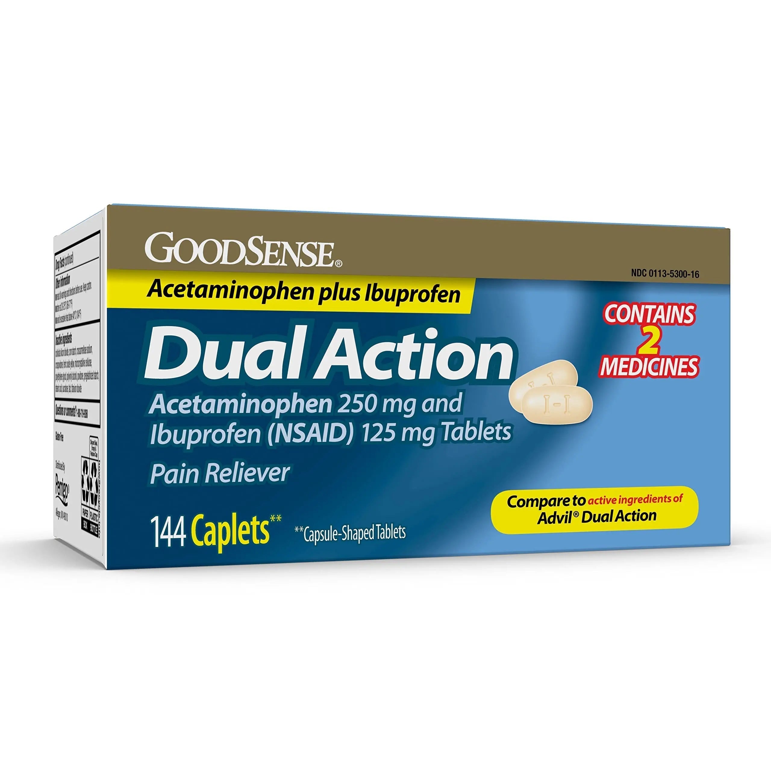 GoodSense Dual Action Acetaminophen 250 mg and Ibuprofen (NSAID) 125 mg Tablets, Pain Reliever for Headache Relief, Arthritis Pain Relief and More, 144 Count GoodSense uk supplements