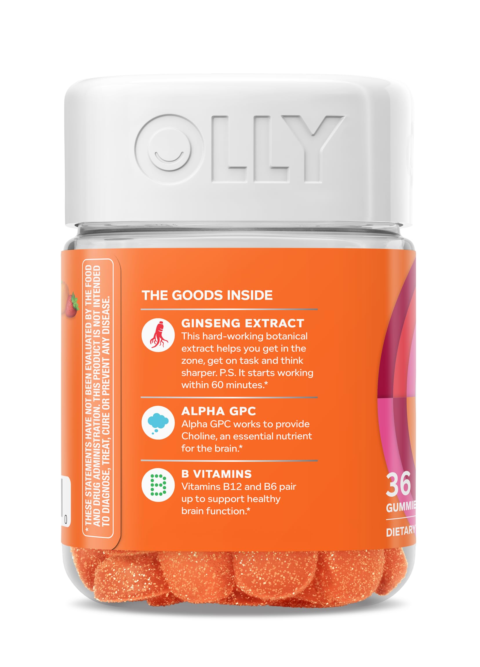 OLLY Laser Focus Gummy, Ginseng, Alpha GPC, B Vitamins, Berry Tangerine Flavor - 36 Count OLLY uk supplements