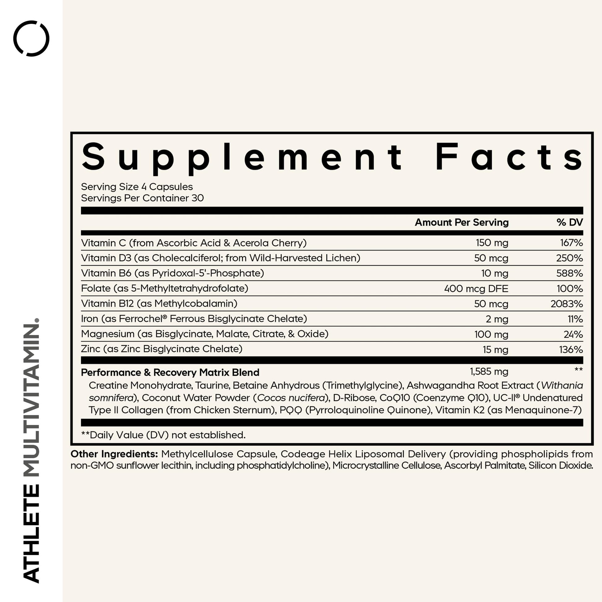 Codeage Athlete Multivitamin Platinum – Sports Supplement with Vitamins & Minerals, Folate, Iron & Magnesium, Creatine, Taurine, Electrolytes, CoQ10, PQQ, UC-II Collagen – Non-GMO – 120 Capsules Codeage uk supplements