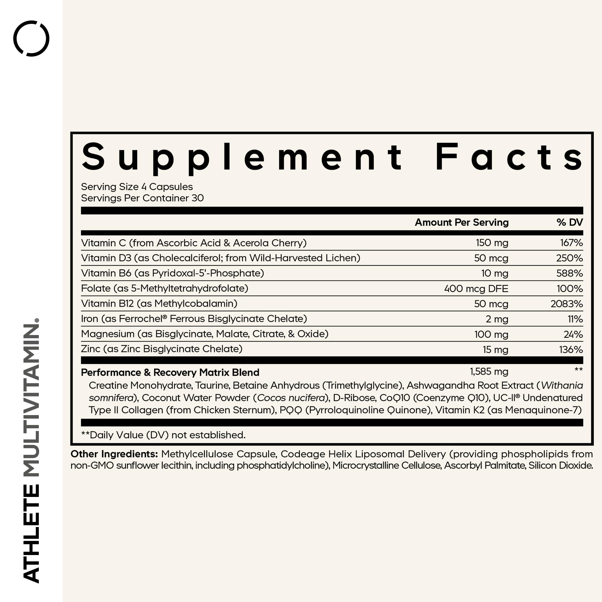 Codeage Athlete Multivitamin Platinum – Sports Supplement with Vitamins & Minerals, Folate, Iron & Magnesium, Creatine, Taurine, Electrolytes, CoQ10, PQQ, UC-II Collagen – Non-GMO – 120 Capsules Codeage uk supplements