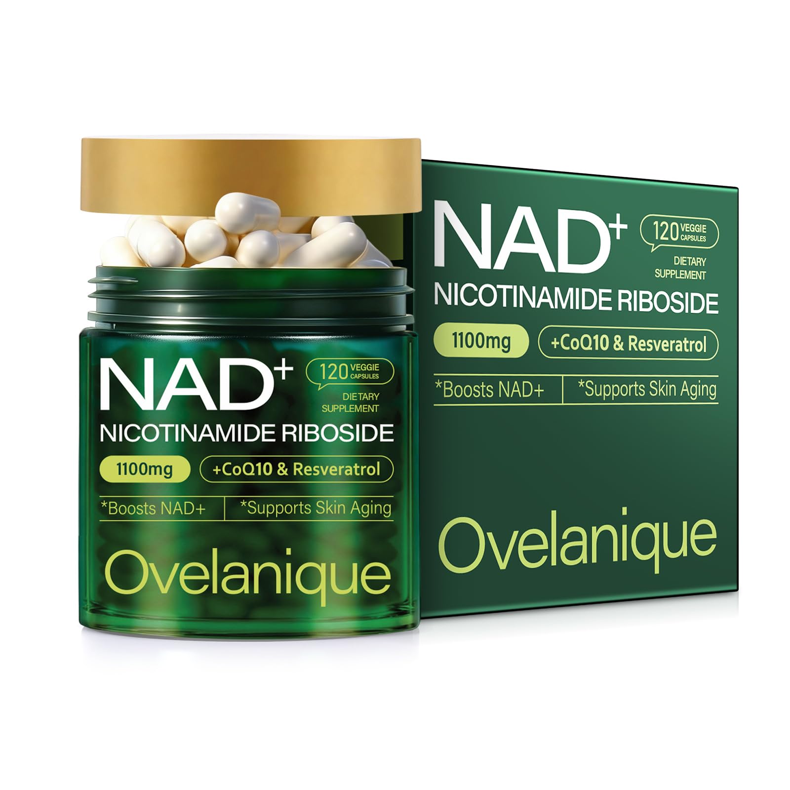 Ovelanique NAD Supplement with Nicotinamide Riboside & Resveratrol |NMNH Supplement Alternative| NAD+ Complex with Quercetin Phytosome & CoQ10 | Liposomal Delivery,120 Capsules(Packaging May Vary) Ovelanique uk supplements