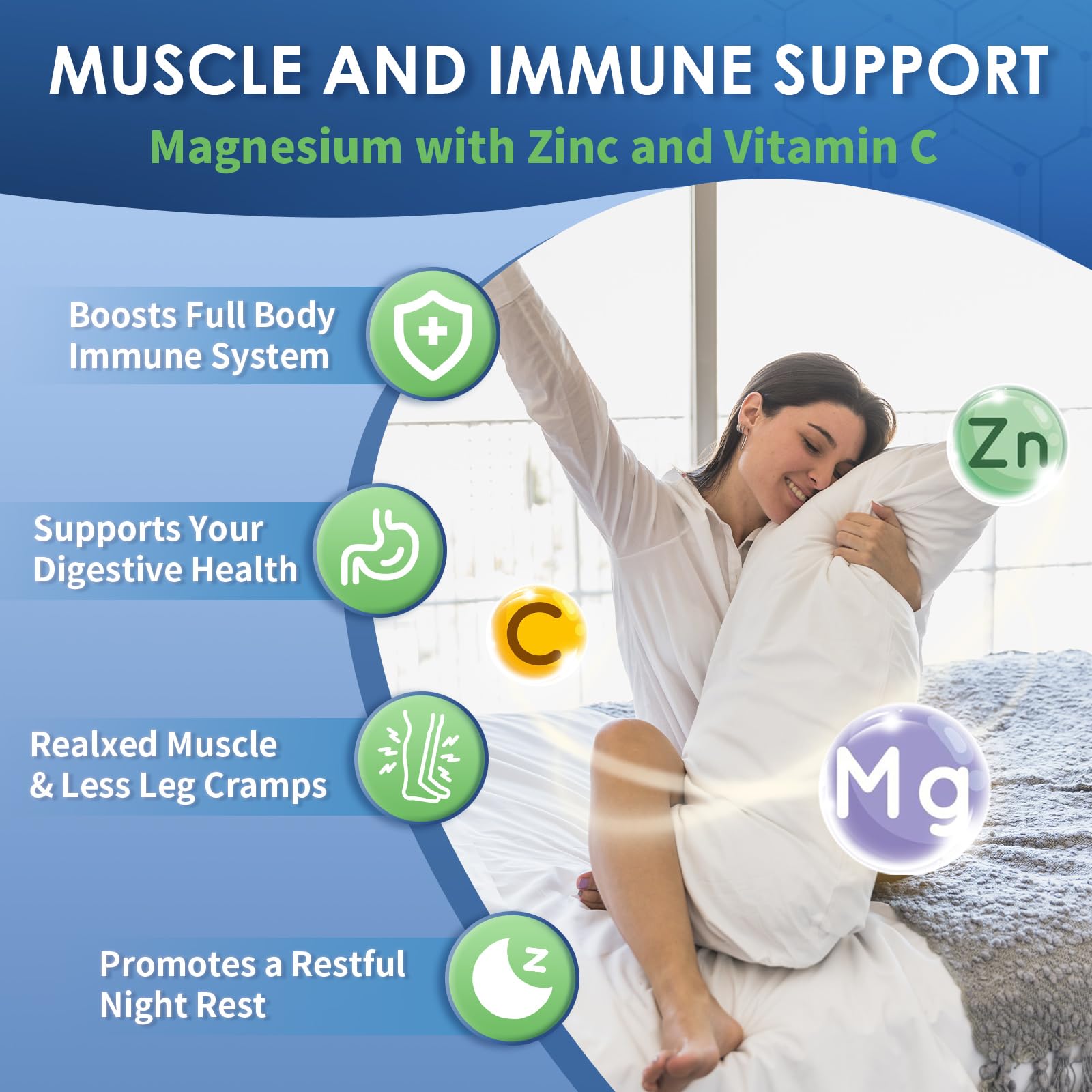 NATURE TARGET Magnesium Glycinate 500mg, Chelated Magnesium with Zinc & Vitamin D3 for Muscle, Nerve & Bone, Support Heart Health & Leg Cramp, Strength Immune System - 120 Capsules NATURE TARGET uk supplements