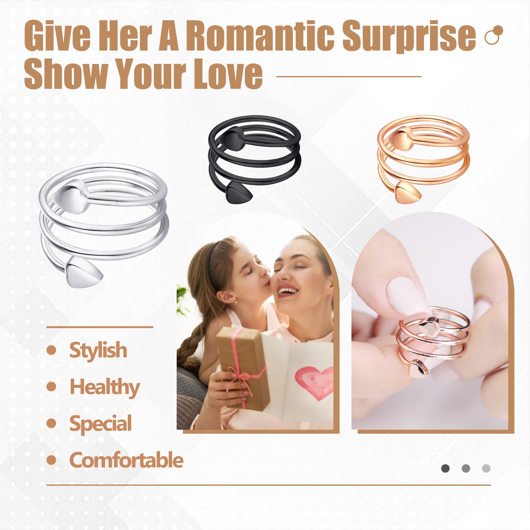 Jecanori Copper Rings for Women,Magnetic Ring Adjustable Love Heart Copper Rings Jecanori uk supplements