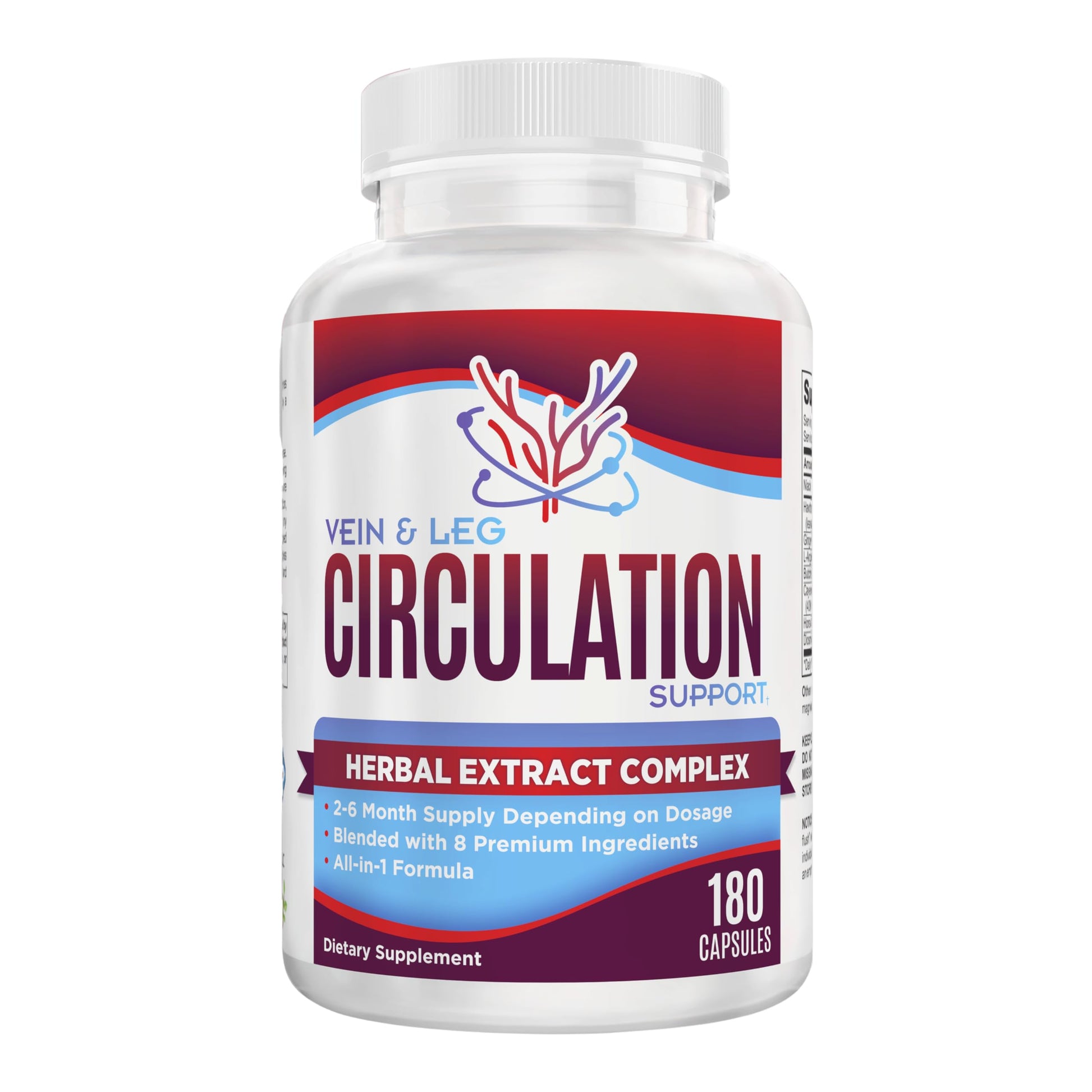 Vein & Leg Circulation (2-Month) Support Supplement with 8 Active Ingredients in 1 Formula | Leg + Vein | Blood Circulation Support Supplements | 60-Day Bulk Supply | 180 Capsules Elevate Recovery Supplements uk supplements