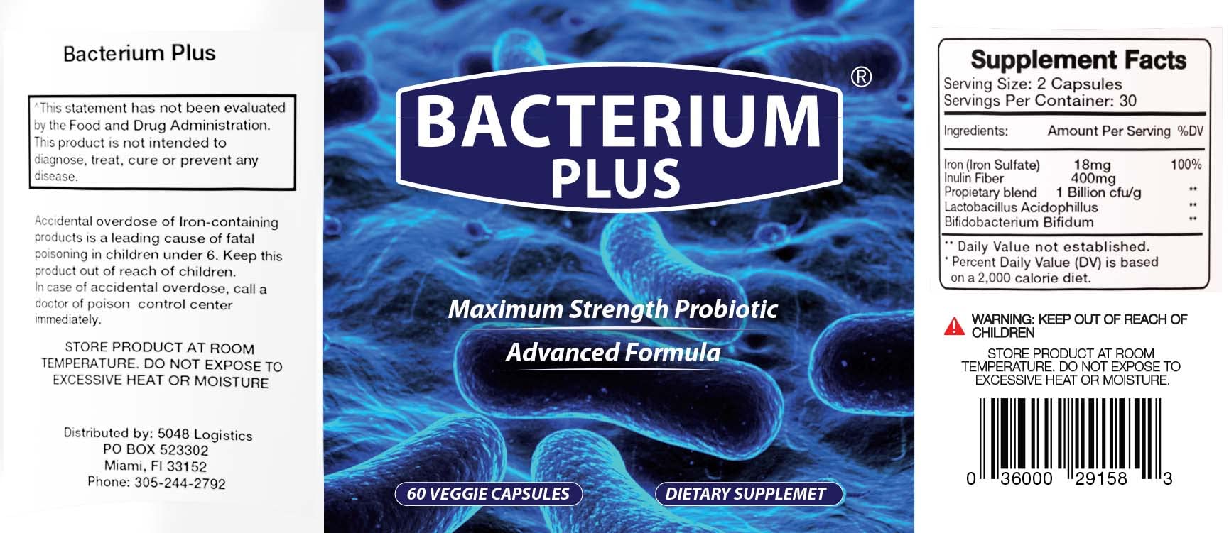 Bacterium Plus - Maximum Strength Probiotics - Probiotic Blend to Improve Instestinal Health, 100% Natural Digestive Supplement - 60 Capsules BACTERIUM PLUS uk supplements