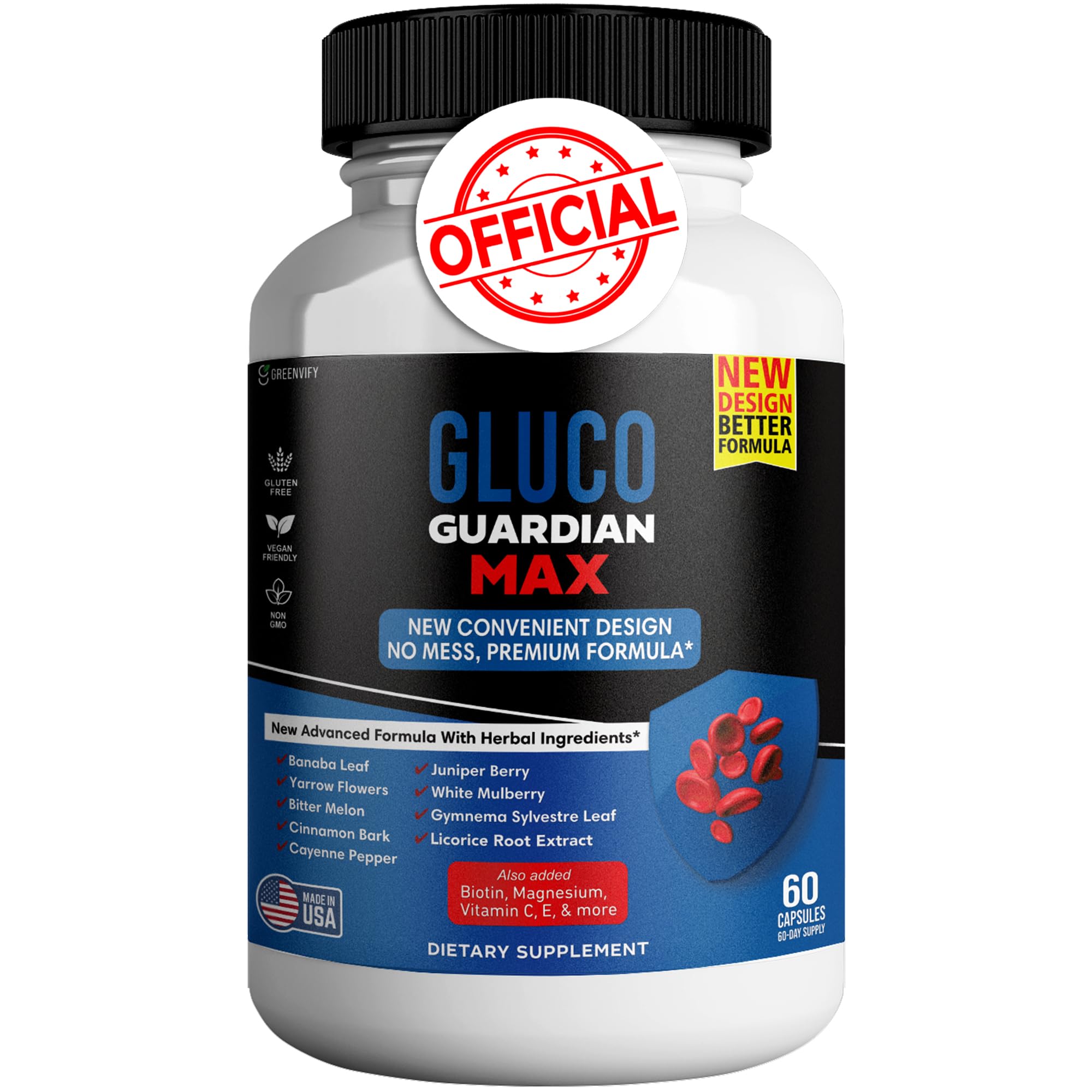 GREENVIFY Gluco Guardian Max Advanced Wellness Support Capsules – Vitamin, Mineral, and Herbal Supplement with Magnesium, Vitamin C, Zinc, and Banaba Leaf – Non-GMO, Gluten-Free – 60 Capsules (1) GREENVIFY uk supplements