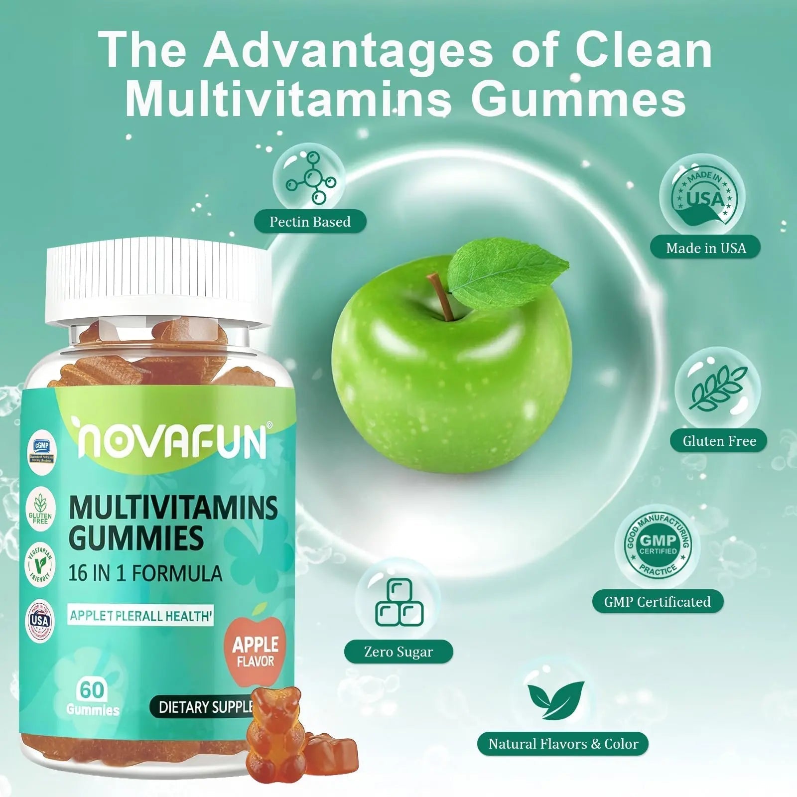 Novafun Multivitamin Gummies,16-in-1 Multi Vitamin Supplements for Women, Men & Kids, Essential Vitamins & Minerals Novafun uk supplements