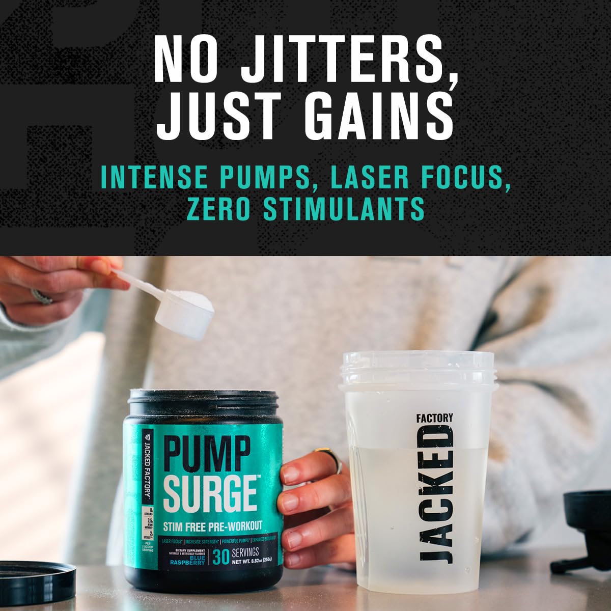 Jacked Factory Pumpsurge Caffeine Free Pre Workout for Men & Women - Booster & Stim Free Pre Workout - Intense Pumps, Enhanced Focus - 30 Servings, Cherry Limeade 8.83oz Jacked Factory uk supplements