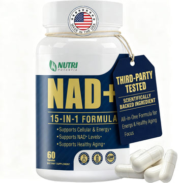 NAD+ Supplement-NMN Upgrade Alternative,NAD Resveratrol Supplement 15-in-1 CoQ10 for Man & Women–Third-Party Tested(Made & Tested in USA).Supports Cellular Energy,Healthy Aging-Non-GMO - 60 Capsules NUTRI POTENTIA uk supplements