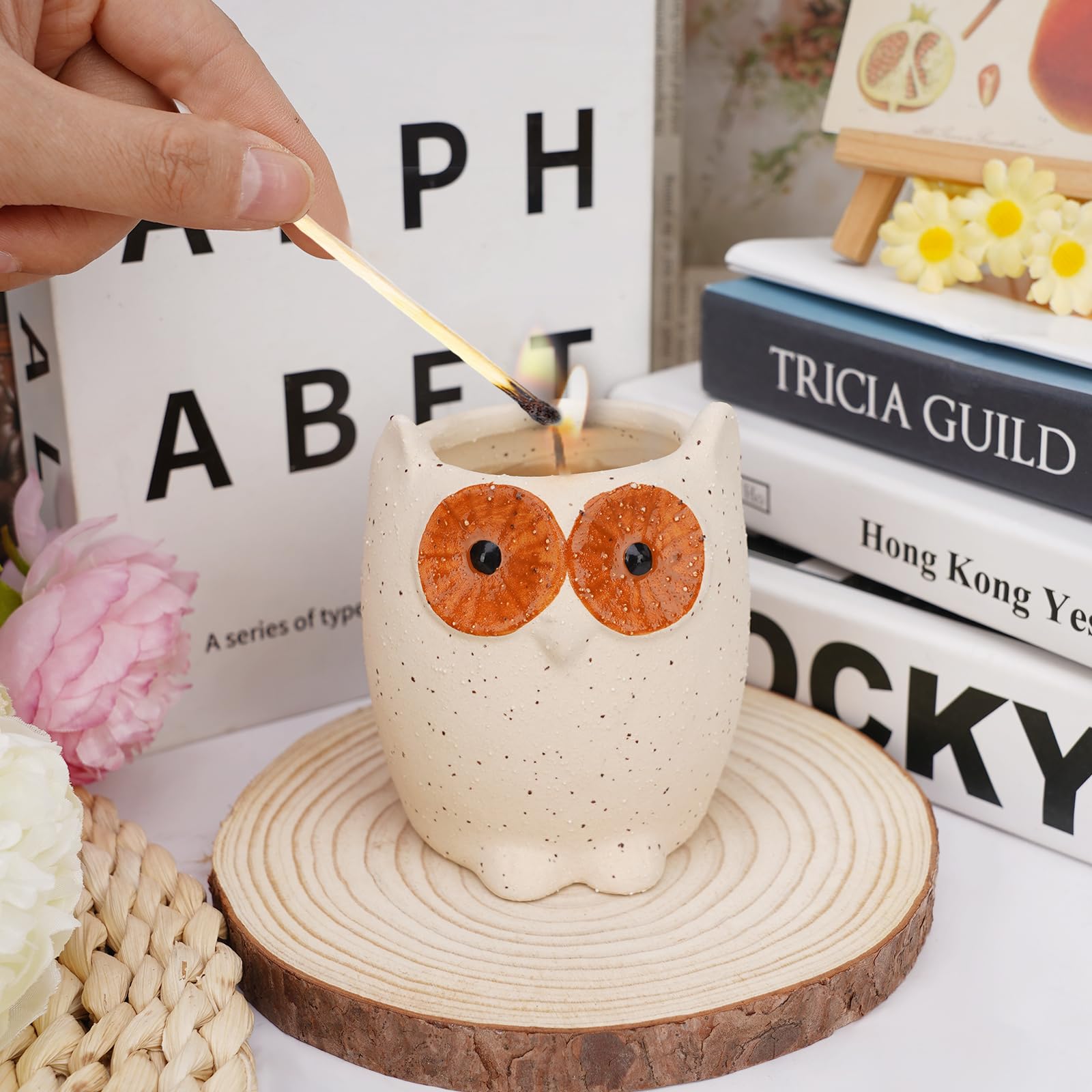 ETAKISH Lavender Scented Candle Gifts for Women, Cute Owl Highly Scented Aromatherapy Candle ETAKISH uk supplements