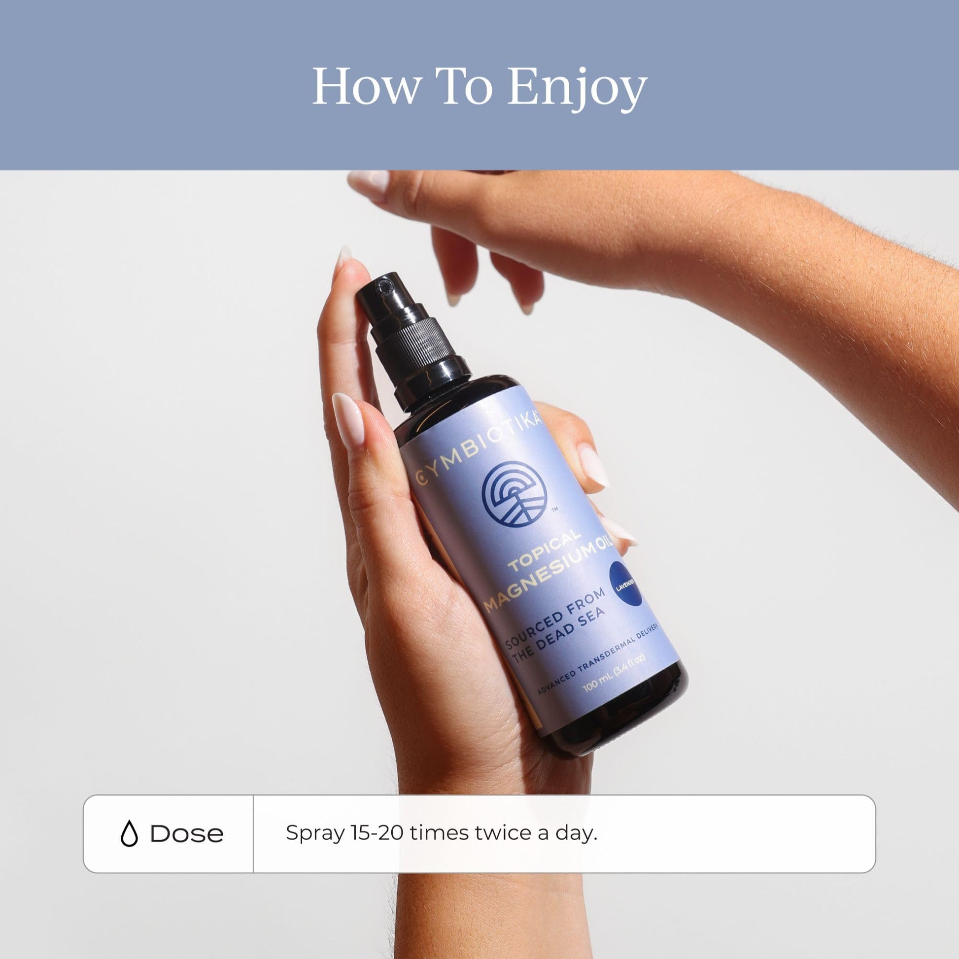 CYMBIOTIKA Topical Magnesium Oil Spray for Body, USA Made, Supplement for Leg Cramps, Muscle, Joint Health & Sleep Support, Includes Magnesium Chloride, Lavender Extract, Aloe Vera - Skin Applicator CYMBIOTIKA uk supplements