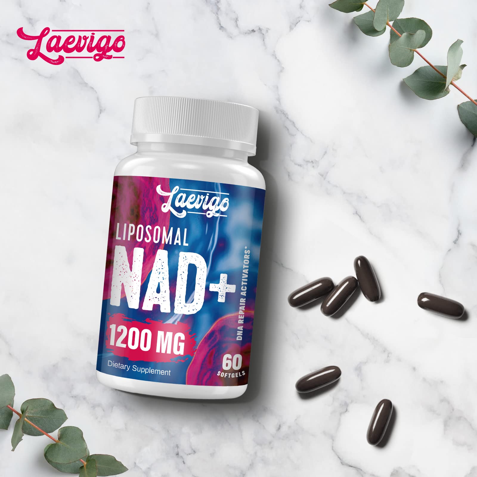 Laevigo Liposomal NAD+ Supplement 1200mg High Absorption, Cellular Energy & Mitochondrial Support, NAD Plus for Longevity & Vitality, Anti-Aging Formula, 60 Softgels Laevigo uk supplements