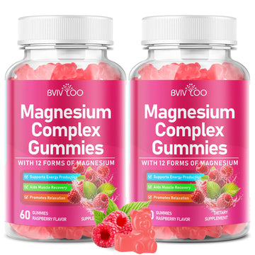 2 Pack Magnesium Complex Gummies – with 12 Forms of Magnesium Plus Vitamins B6, B12 & C. Vegan Strawberry Gummies to Support Mood, for Adults, 120 Count BVIVLOO uk supplements