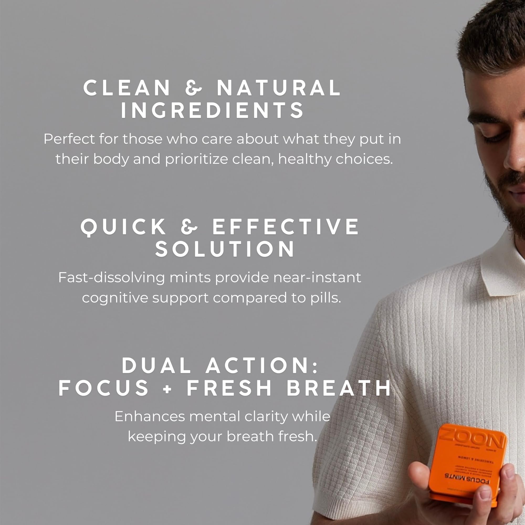 NOOZ Focus Mints Refill Bag - Caffeine-Free Brain Booster for Mental Clarity-Tangerine & Lemon Flavor | Sugar-Free, Travel-Friendly Supplement with Vitamin C, B6, B12 - Non-GMO, Clean Label, 150 Mints NOOZ uk supplements