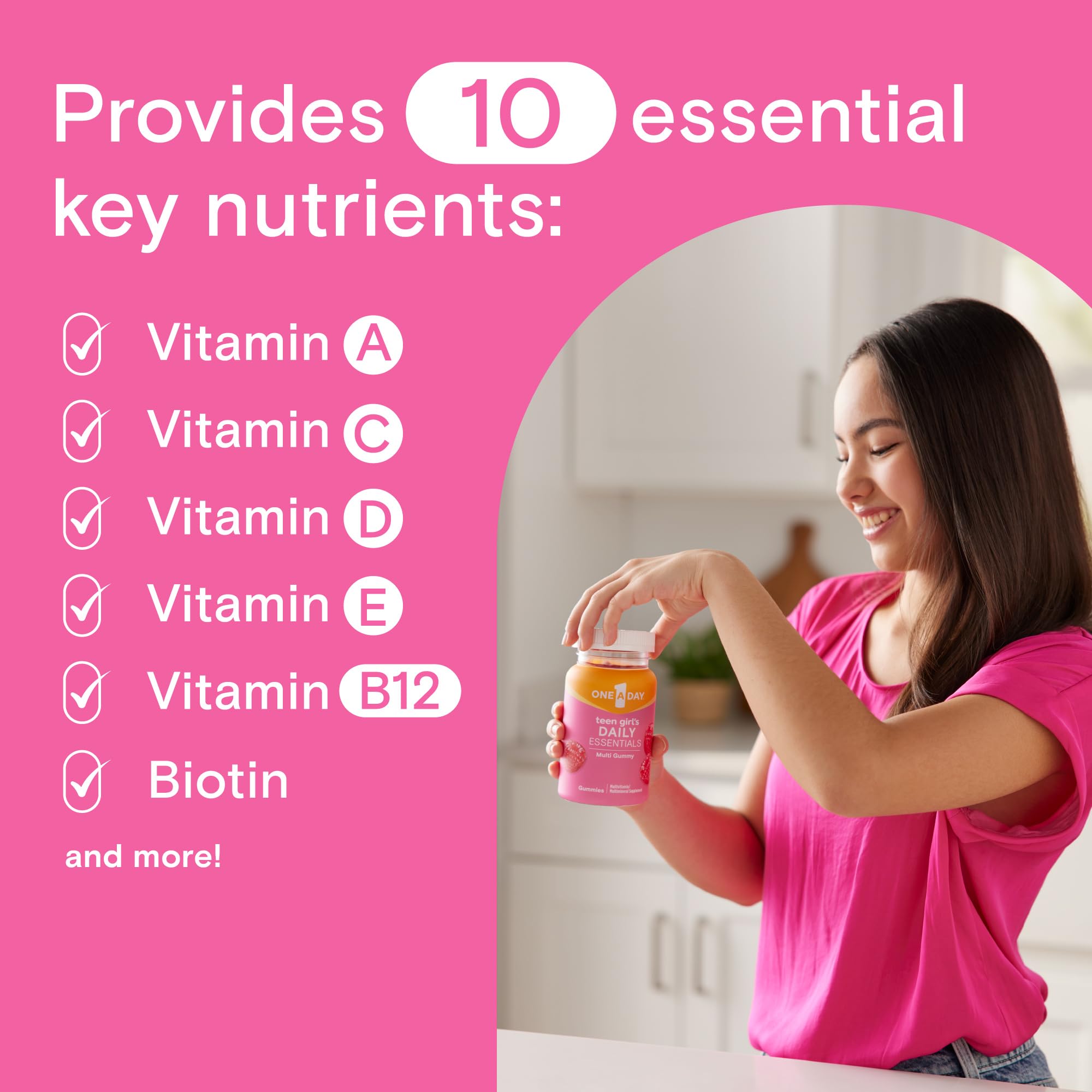 One A Day Teen Girl’s Daily Essentials Multivitamin Gummies, Teen Girl Multivitamins with Biotin, Vitamin B12 and B6, Vitamin C ONE A DAY uk supplements
