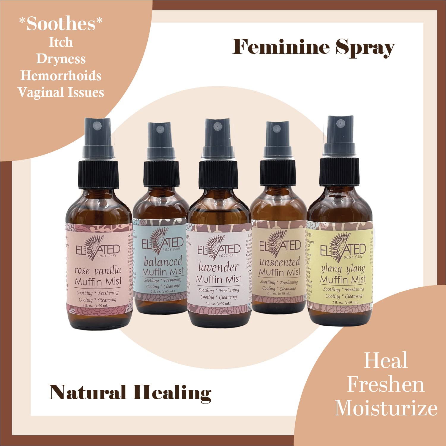ELEVATED Muffin Mist – Organic Natural Feminine Spray| 5 Scents | Yoni Oil | Vegan | Herbal Infused Oil Taylors uk supplements