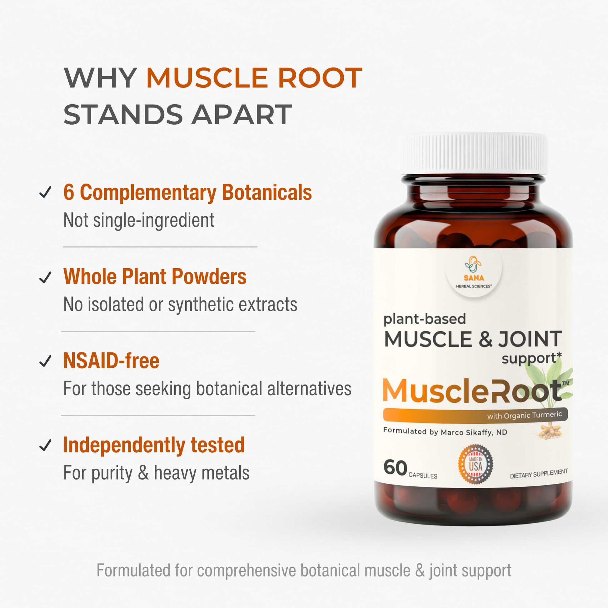 Muscle & Joint Support Supplement – Botanical Formula for Healthy Inflammatory Response | 6 Research-Backed Botanicals | Organic Turmeric | 60 Capsules | Sana Herbal Sana Herbal Sciences uk supplements