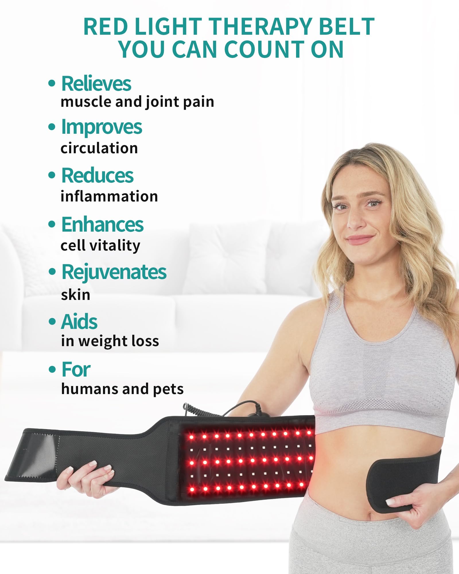 Nekteck Red Light Therapy Belt for Body, Wireless Near-Infrared Light Pad for Pain Relief, Inflammation Nekteck uk supplements