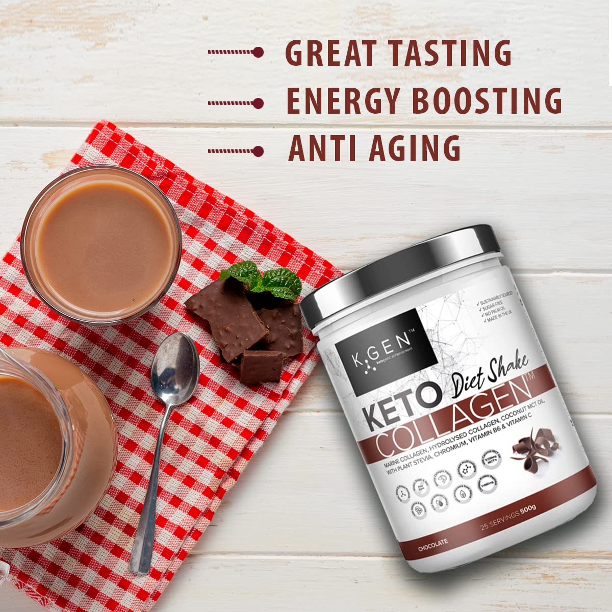 K-GEN Diet Shake Meal Replacement Keto Collagen Powder | Multi Collagen Protein with MCT Oil, Vitamin C K GEN ketogenic enhancement uk supplements