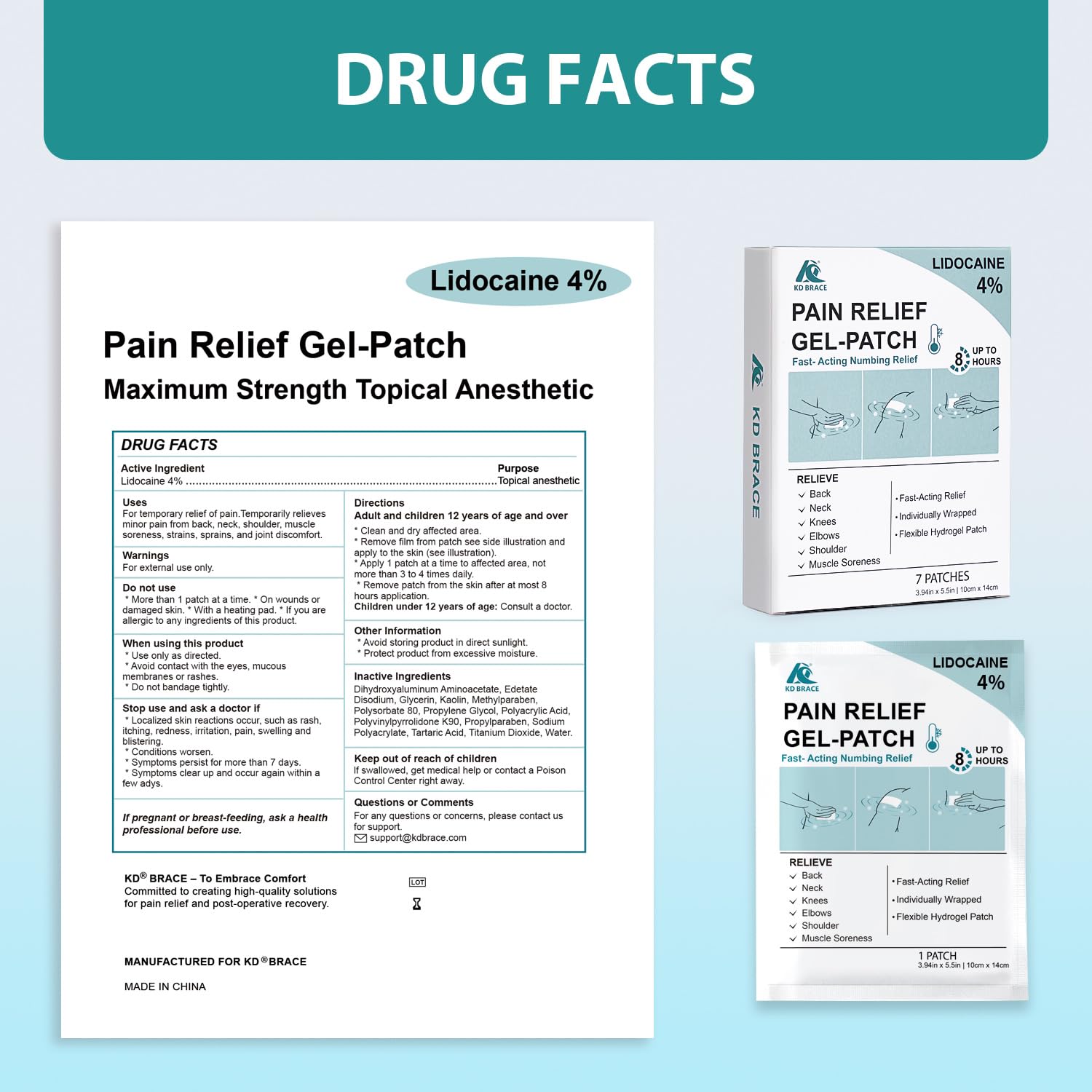 KD 4% Lidocaine Pain Relief Patches: Maximum Strength Lidocaine Patch for Back, Neck, Shoulder, Knee Pain, and Muscle Soreness – Large 3.9” x 5.5” (7 Count) KD uk supplements