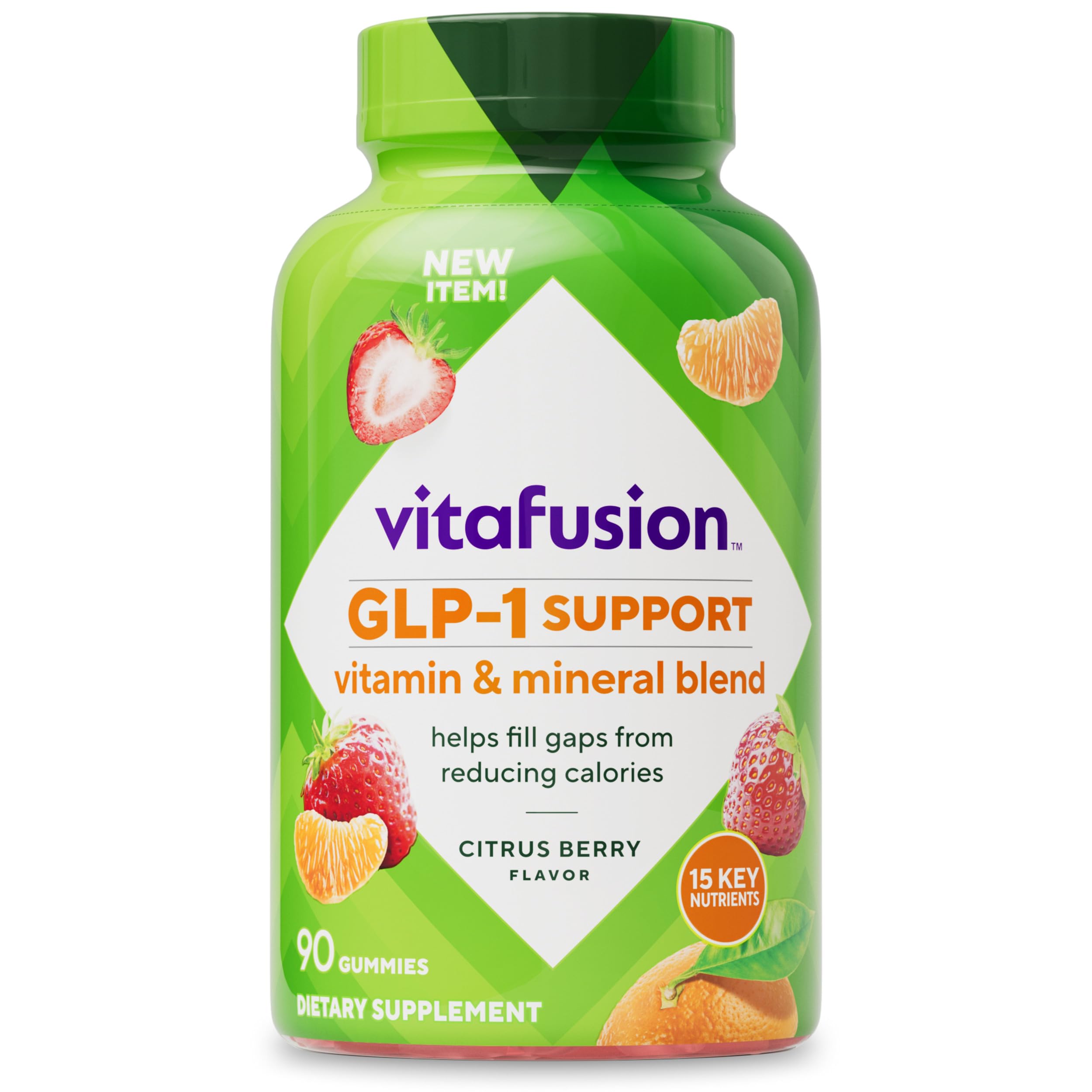 vitafusion GLP-1 Support Multivitamin, Vitamin and Mineral Blend, 15 Essential Nutrients, Citrus Berry Flavor, 90 Count, 45 Day Supply  Vitafusion uk supplements