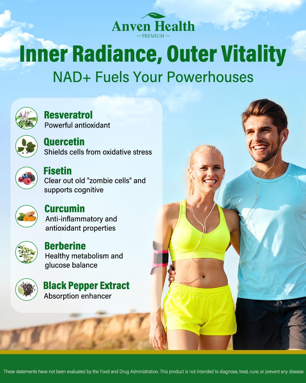 Anven Health Liposomal NAD+ Resveratrol Supplement - NMN Alternative with Trans-Resveratrol, Quercetin & Fisetin - NAD Plus for Women and Men, Cellular Energy & Healthy Aging, Non-GMO | 180 Capsules Anven Health uk supplements