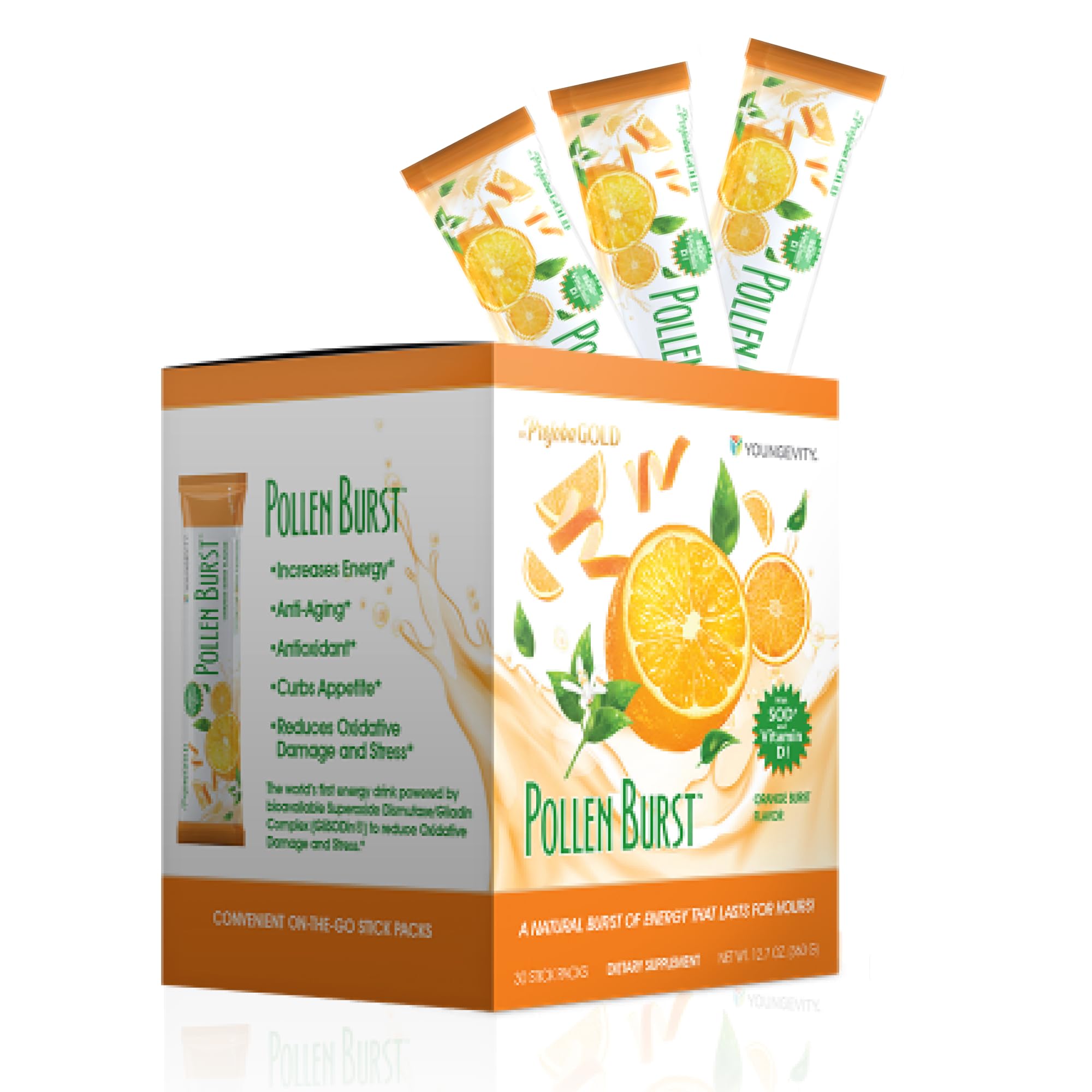 Youngevity ProJoba Pollen Burst™ - Clean Natural Energy Supplement w/Green Tea, Pollen Extract, GliSODin® - Increase Focus, Brain Boost, Endurance, Mental Clarity (30 Sticks) Youngevity uk supplements