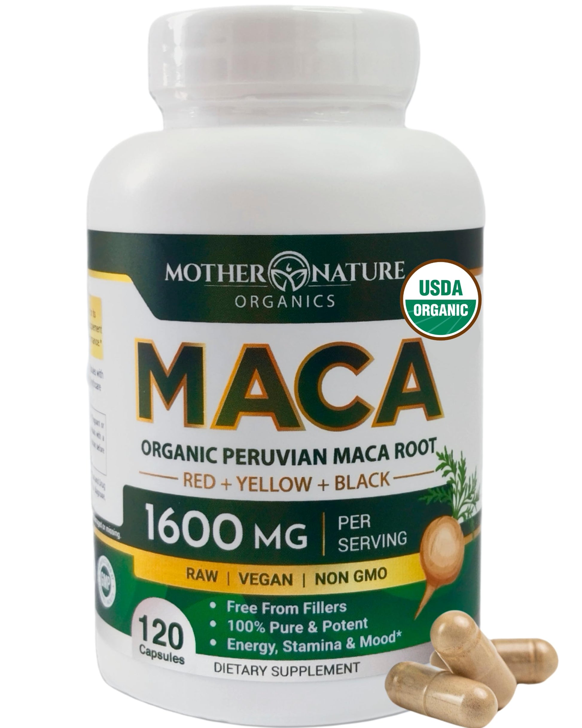 Powerful Maca Blend for Men – Black, Red & Yellow Maca Capsules | Supports Energy, Stamina & Endurance | Promotes Hormonal Balance & Vitality Mother Nature Organics Superfoods for Organic Living uk supplements