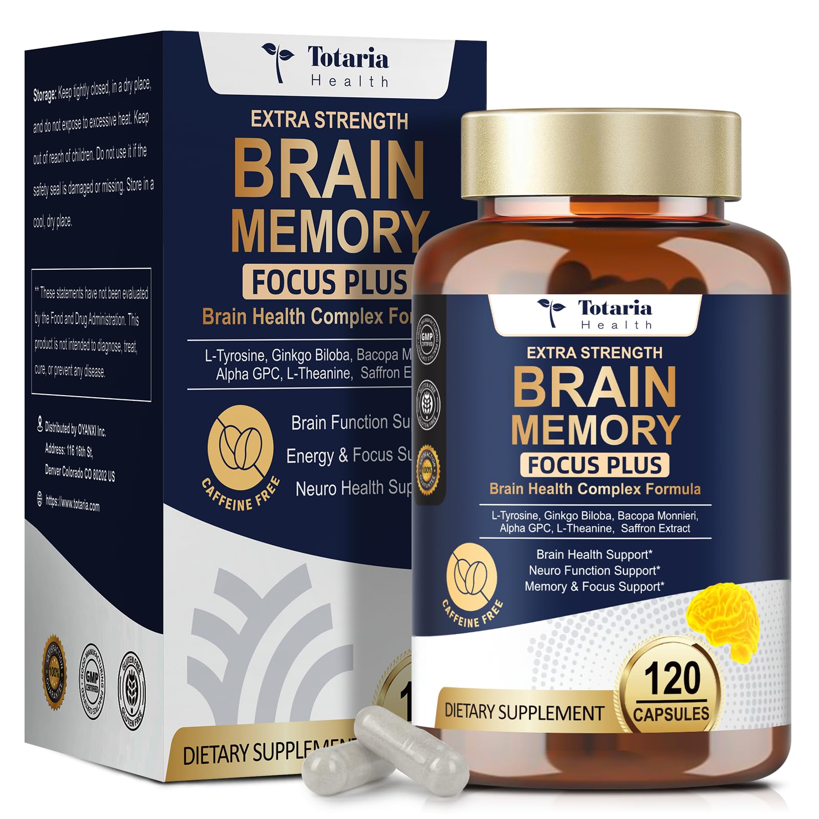 Totara Brain Supplements for Memory and Focus丨Non-Caffeinated Energy with L-Tyrosine, Alpha GPC, Ginkgo Biloba, Bacopa Monnieri, Saffron – Gluten Free, Non-GMO for Neuro & Brain Health (120 Counts) Totaria uk supplements