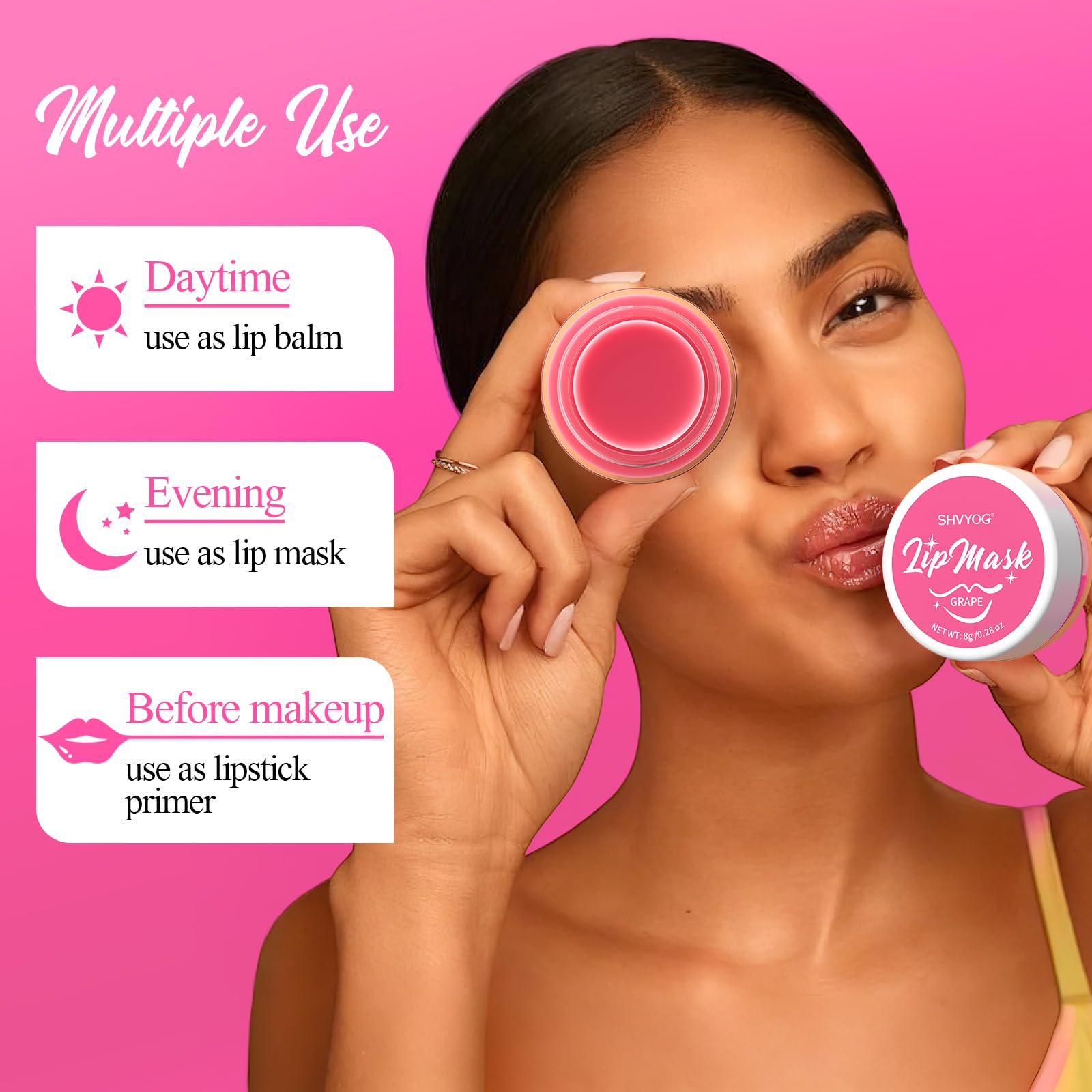 4 Pack Lip Mask Set, Hydrating Lip Mask Overnight - Berry, Grape, Mint, Vanilla Flavors, Lip Sleeping Mask Nourish Lip Balm with Vitamin C & Shea Butter | Dry Lips Care Gift SHVYOG uk supplements